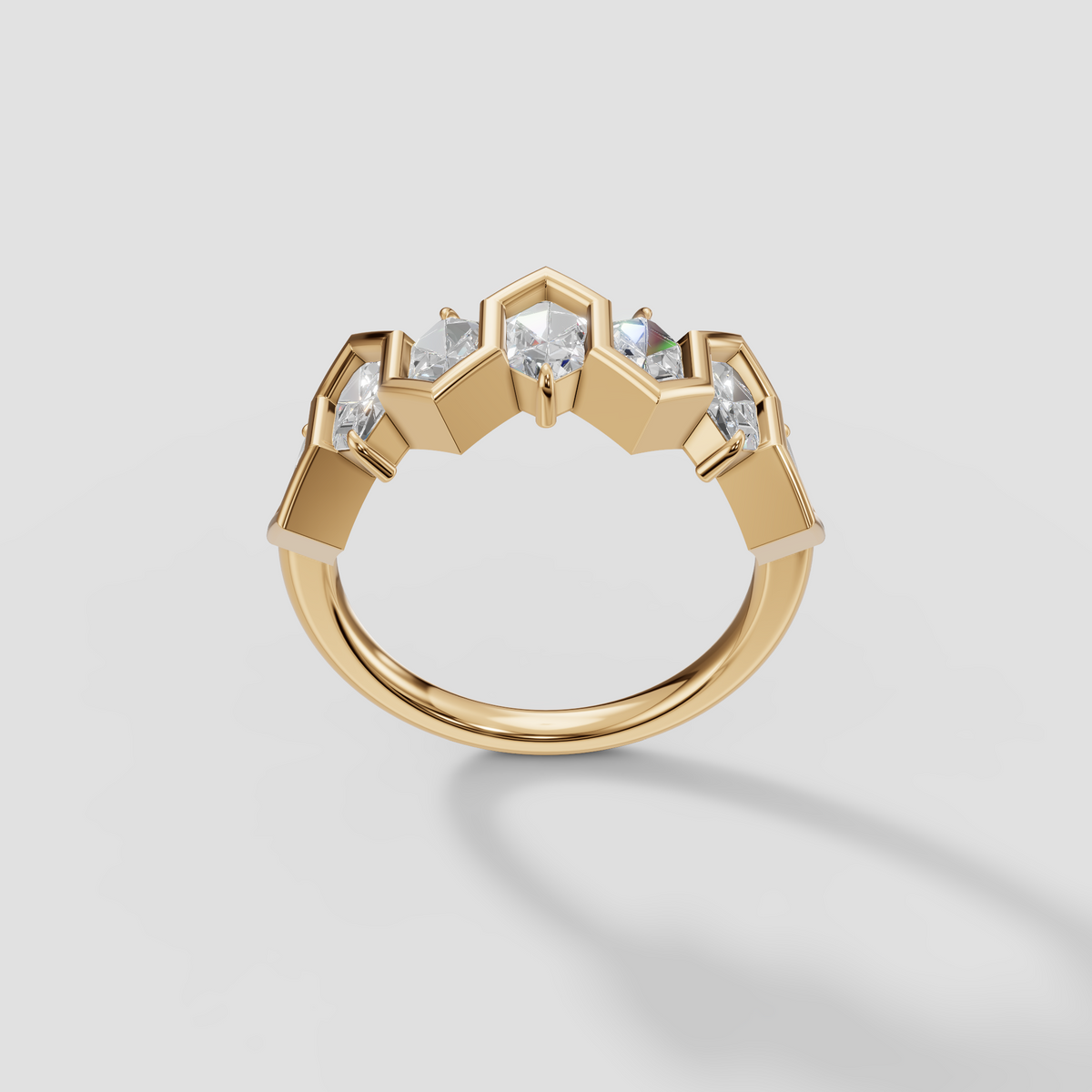 Zara Dutch Marquise Diamond Geometric Zigzag Wedding Band in 14K Gold