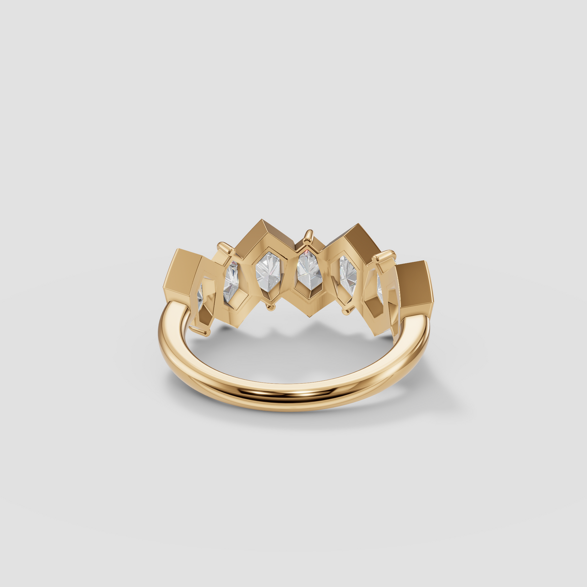 Zara Dutch Marquise Diamond Geometric Zigzag Wedding Band in 14K Gold