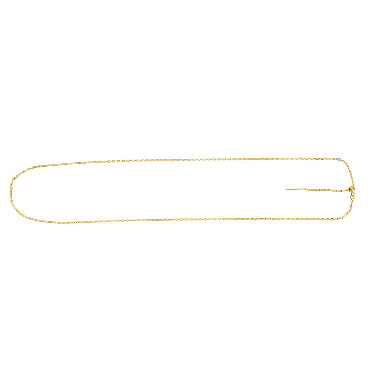 14K Yellow Gold 1.7mm Adjustable Flat Cable Chain Necklace