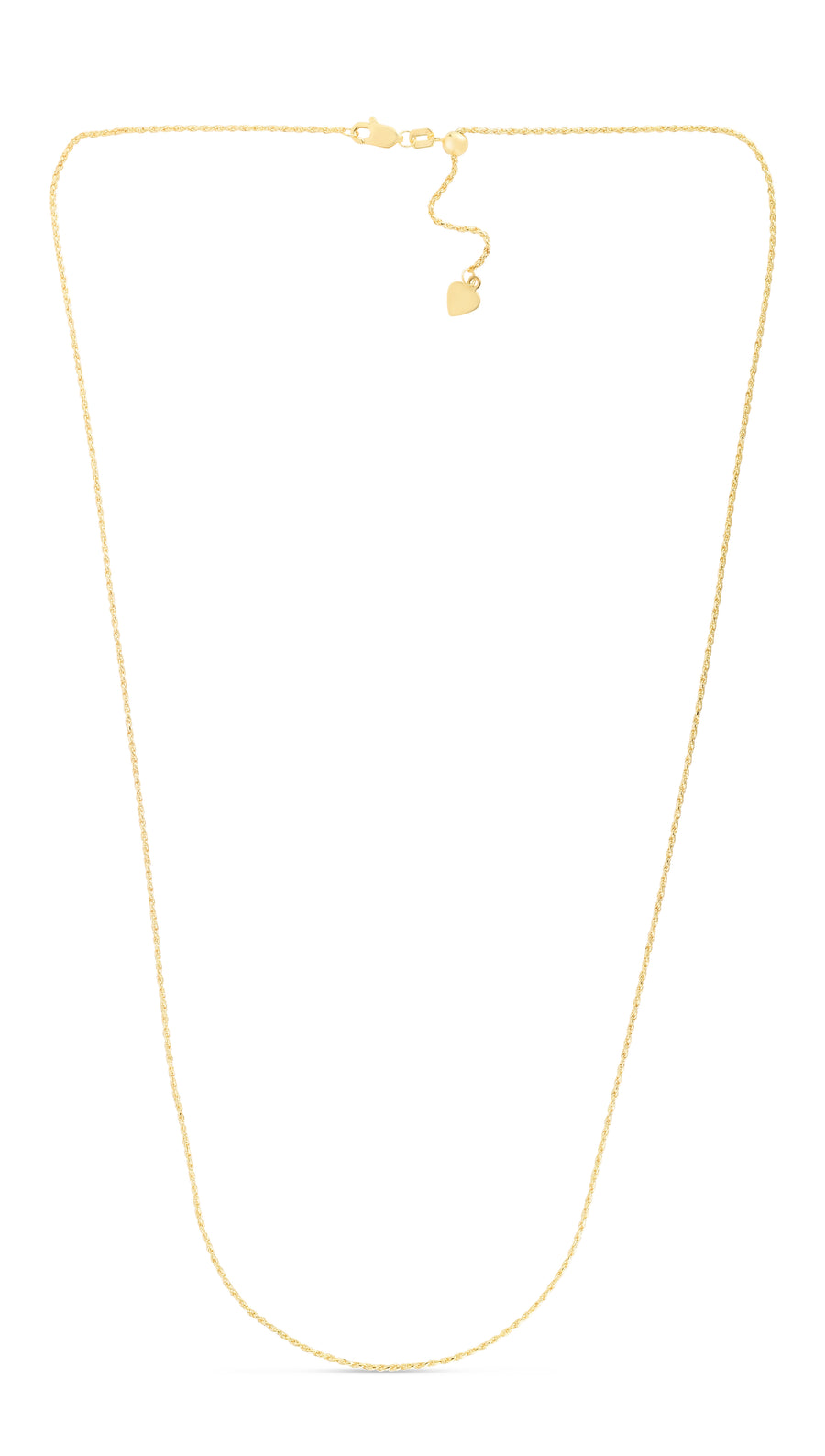 14K Yellow Gold 0.95mm Adjustable Rope Chain Necklace