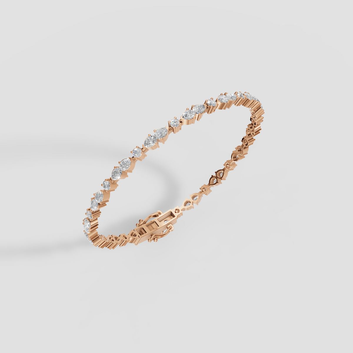 Pear Cut Diamond Link Bracelet with Round Diamond Accents
