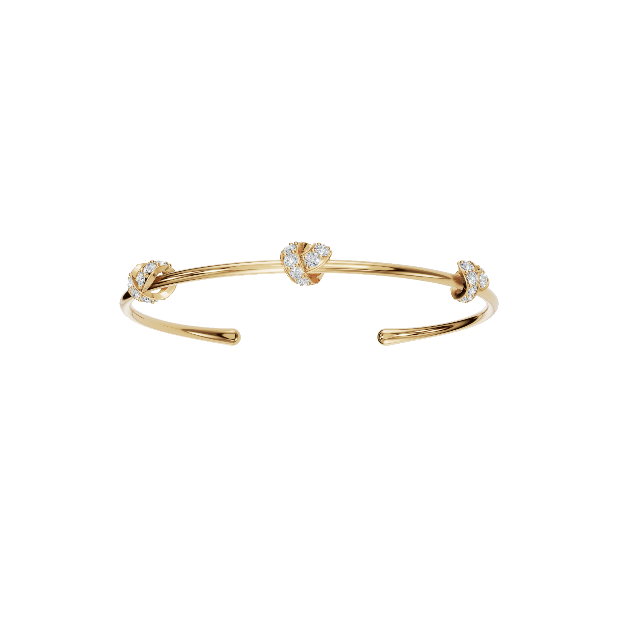 Celeste Knot Pave Lab Grown Diamond Open Bangle Bracelet