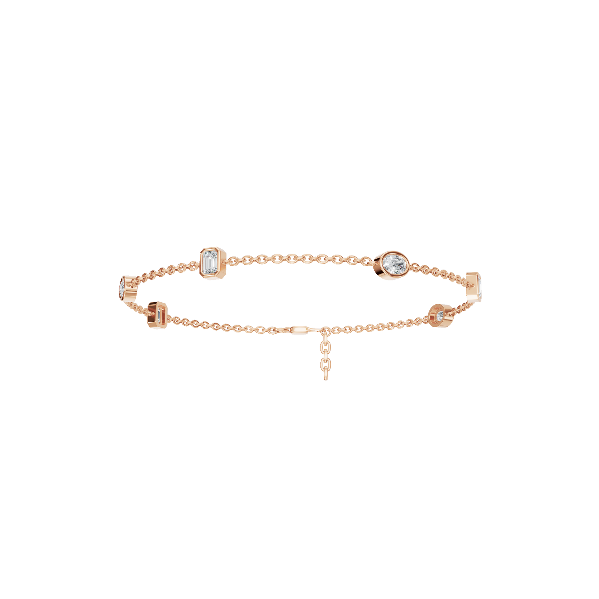 Mixed-Cut Bezel Lab Grown Diamond Chain Bracelet