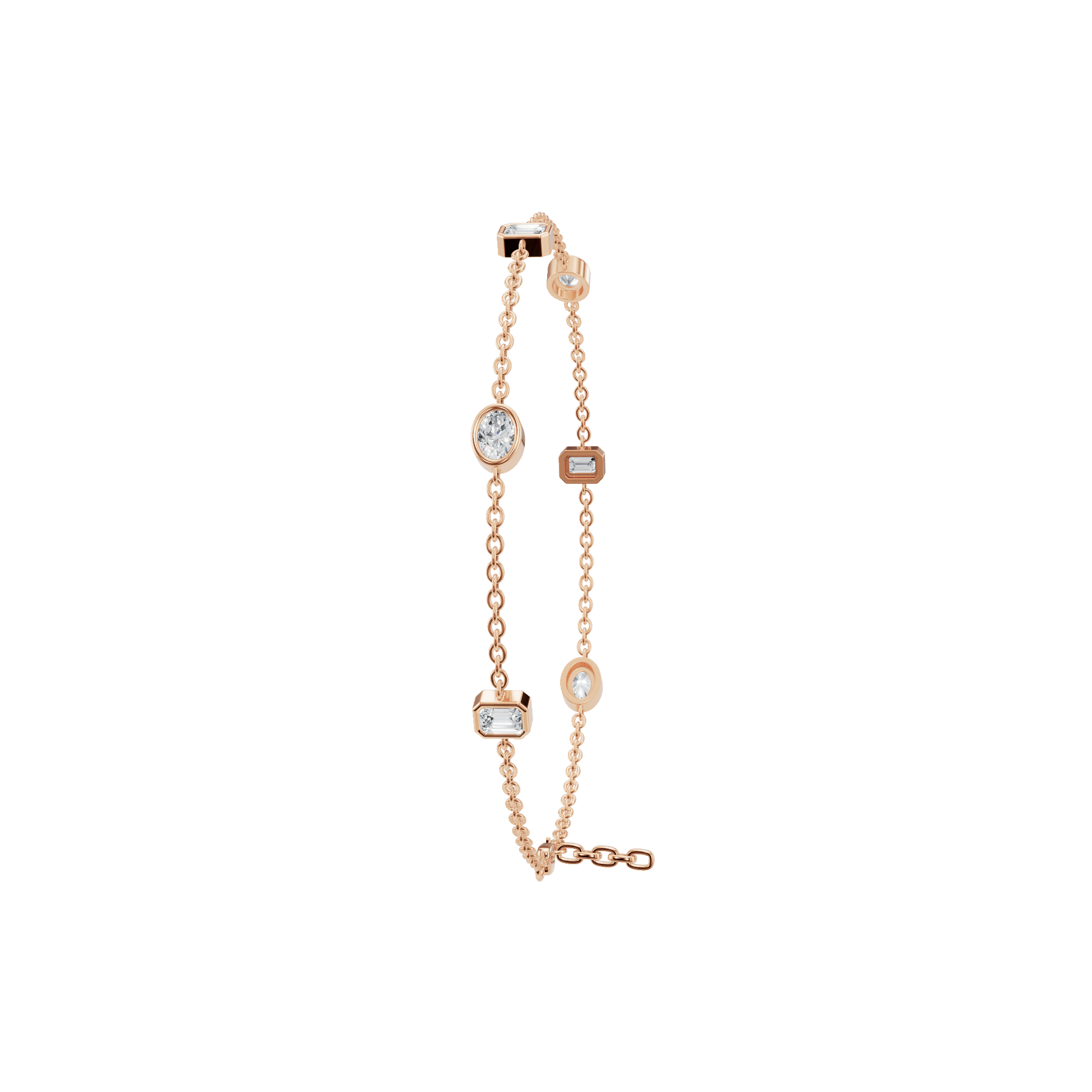 Mixed-Cut Bezel Lab Grown Diamond Chain Bracelet