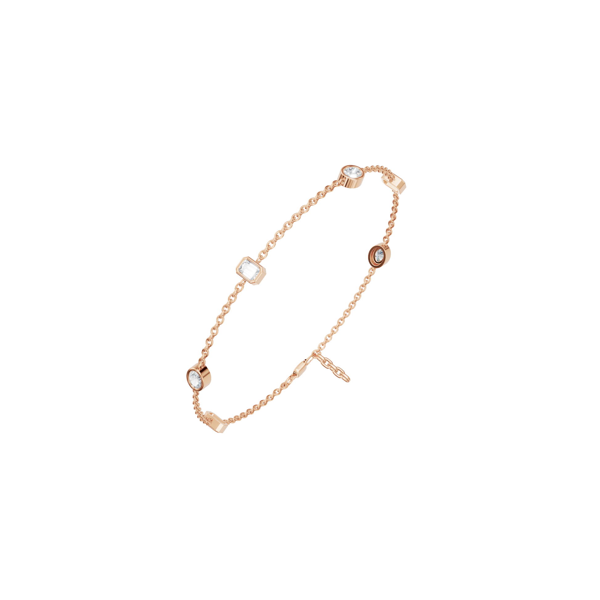 Mixed-Cut Bezel Lab Grown Diamond Chain Bracelet