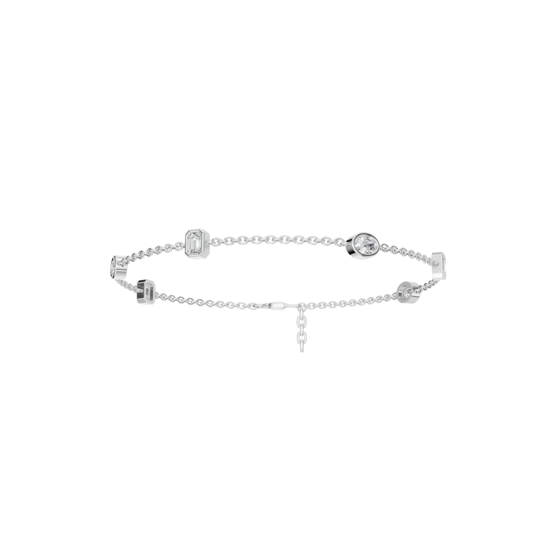 Mixed-Cut Bezel Lab Grown Diamond Chain Bracelet