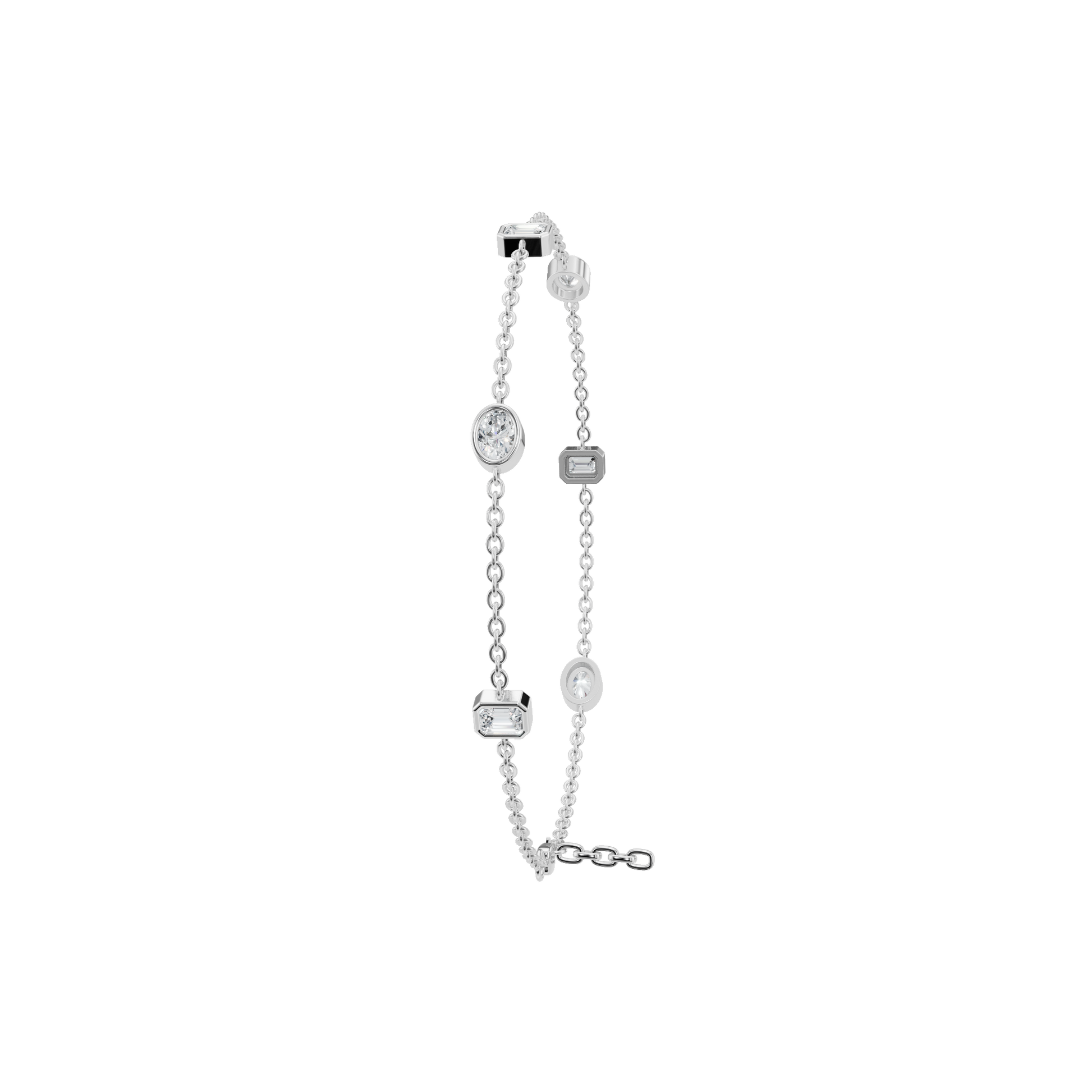 Mixed-Cut Bezel Lab Grown Diamond Chain Bracelet