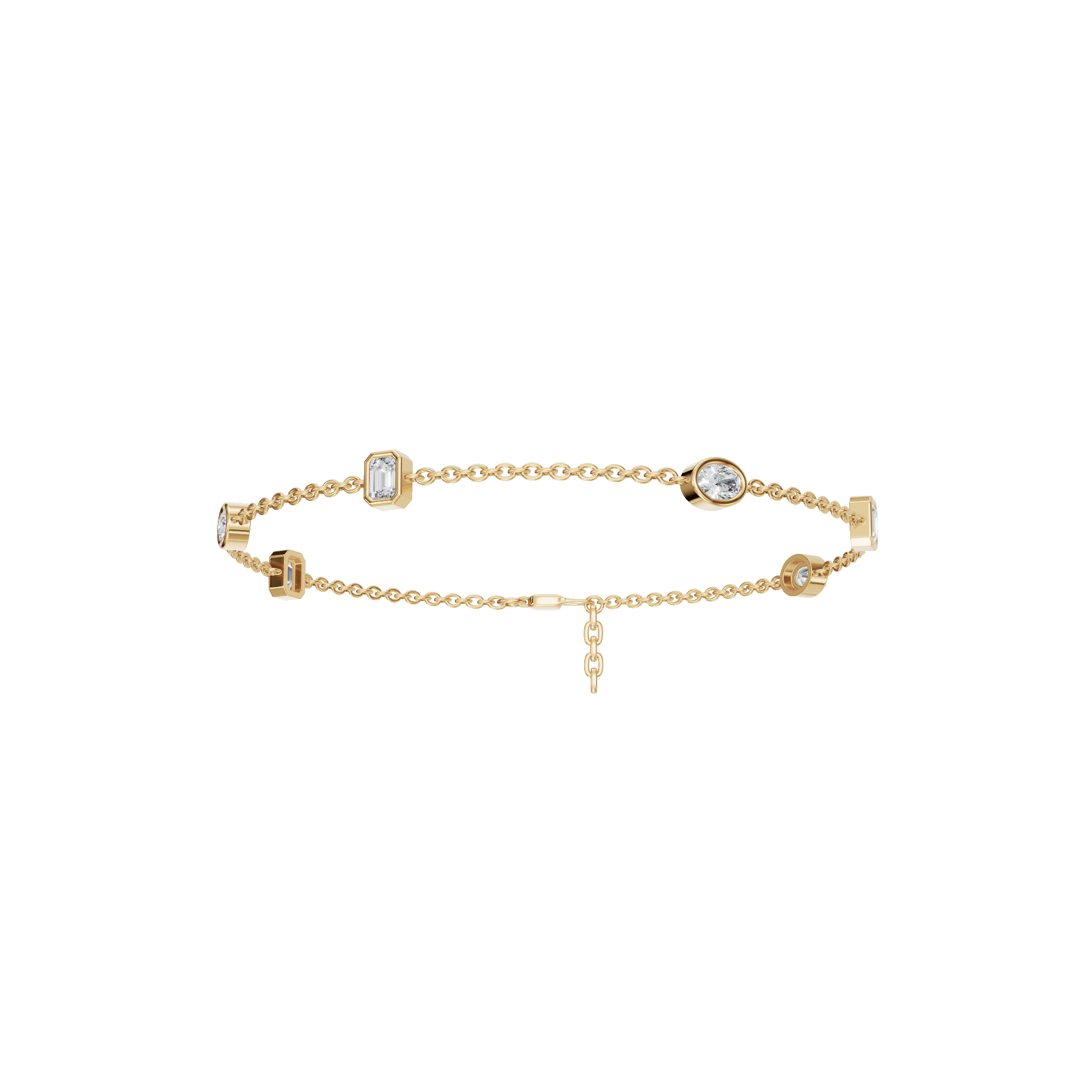 Mixed-Cut Bezel Lab Grown Diamond Chain Bracelet