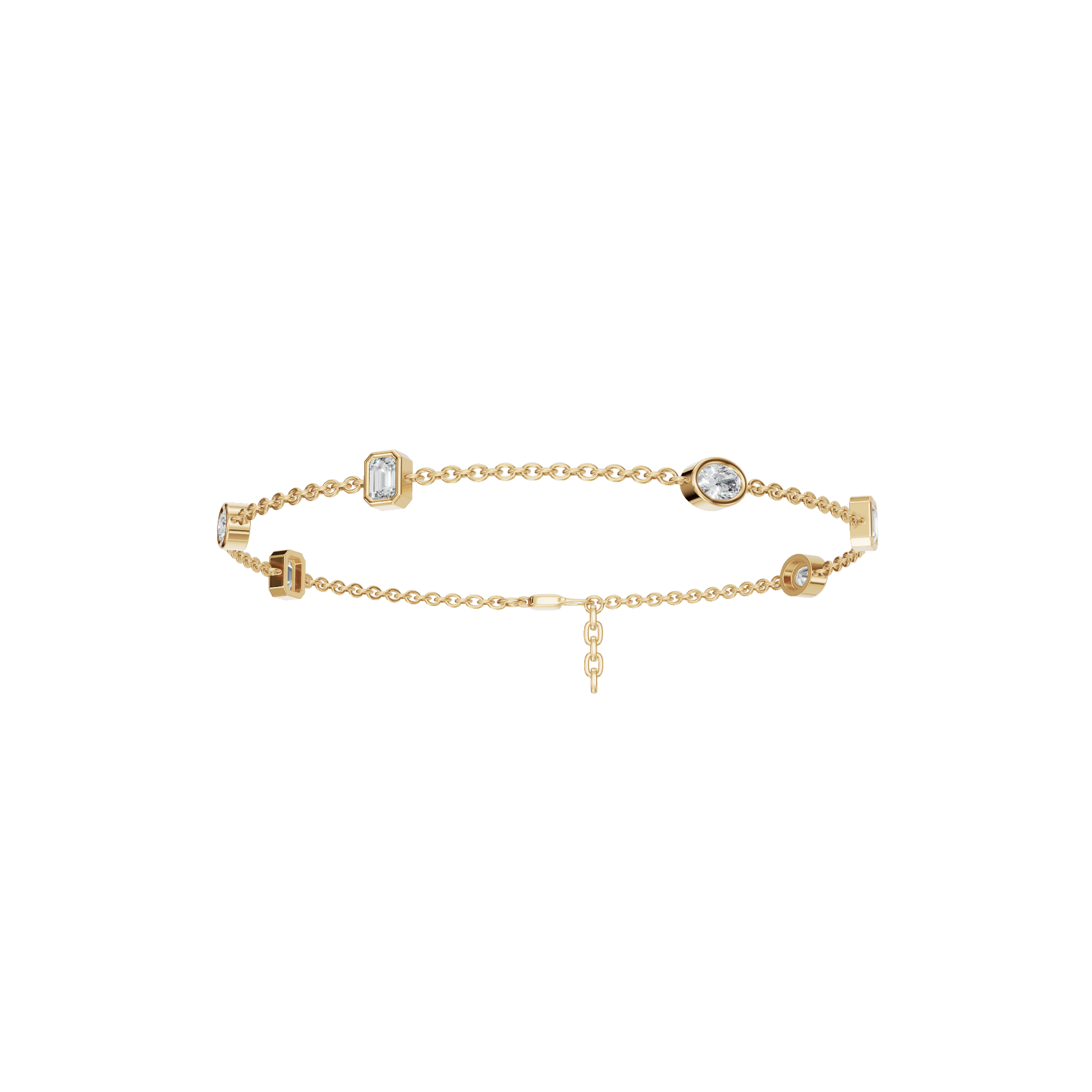 Mixed-Cut Bezel Lab Grown Diamond Chain Bracelet