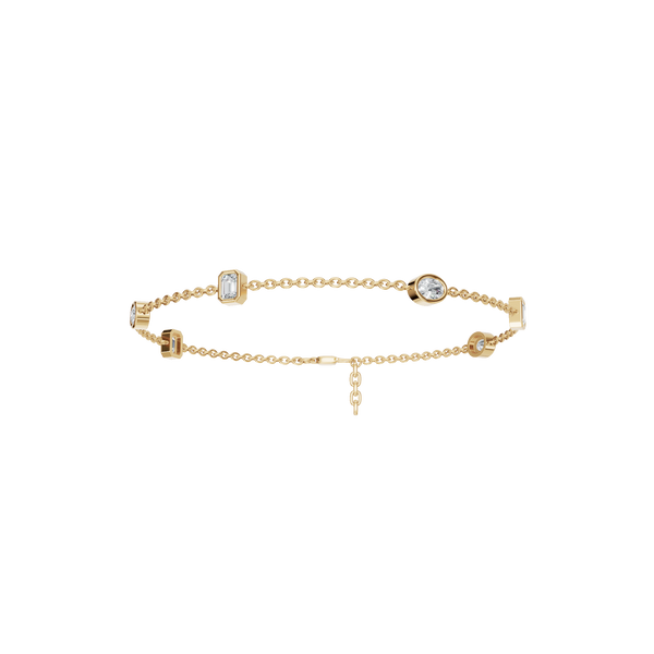 Mixed-Cut Bezel Lab Grown Diamond Chain Bracelet