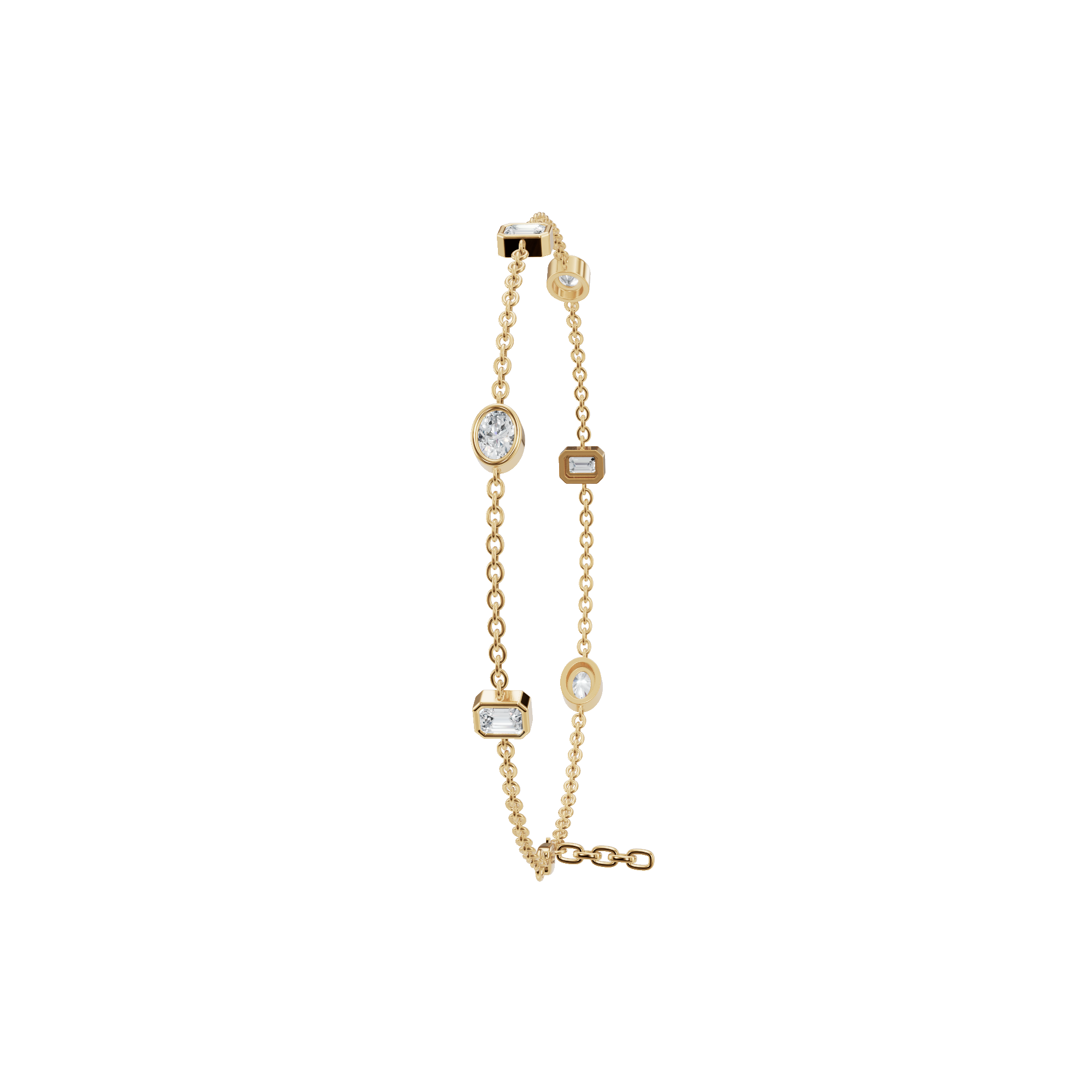 Mixed-Cut Bezel Lab Grown Diamond Chain Bracelet