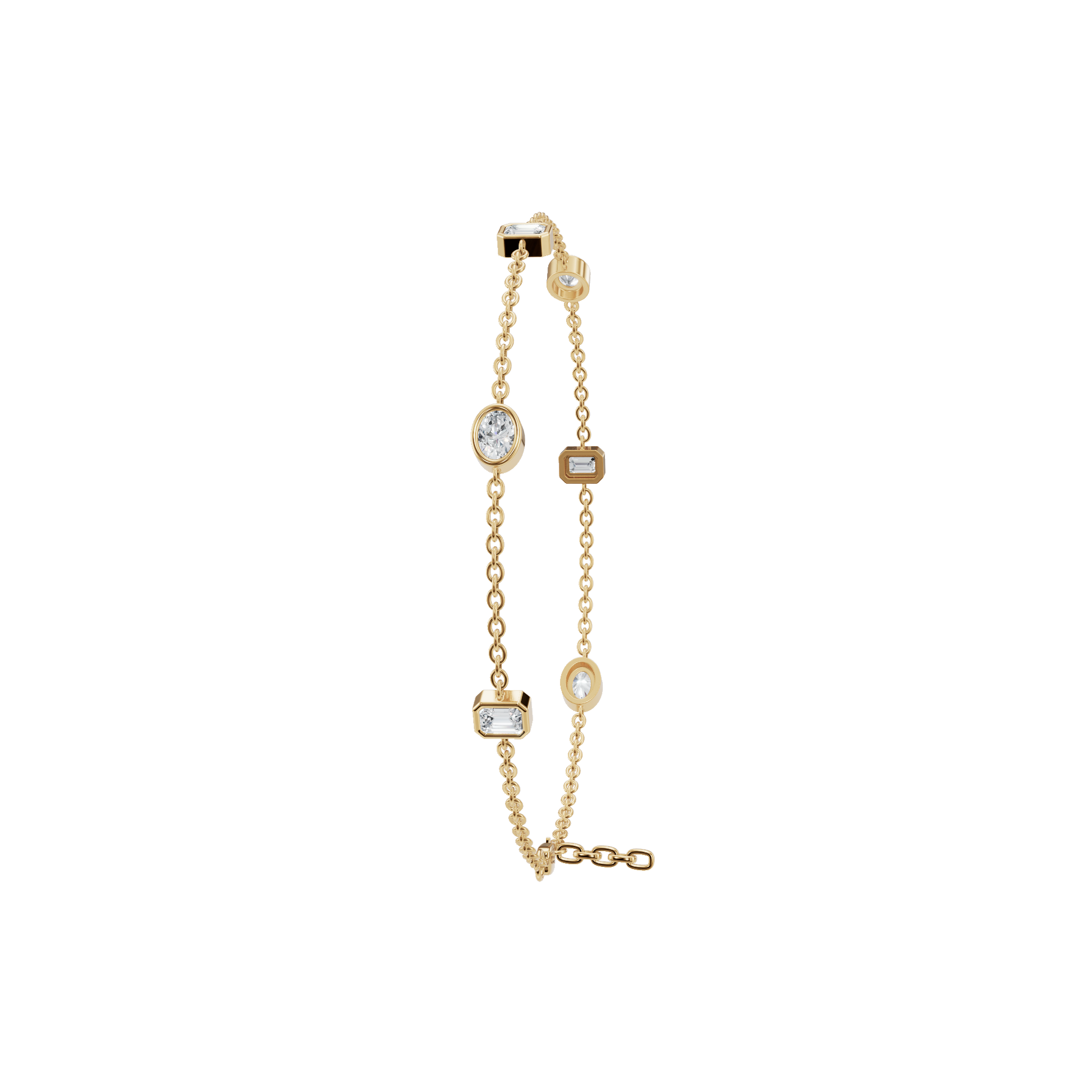Mixed-Cut Bezel Lab Grown Diamond Chain Bracelet