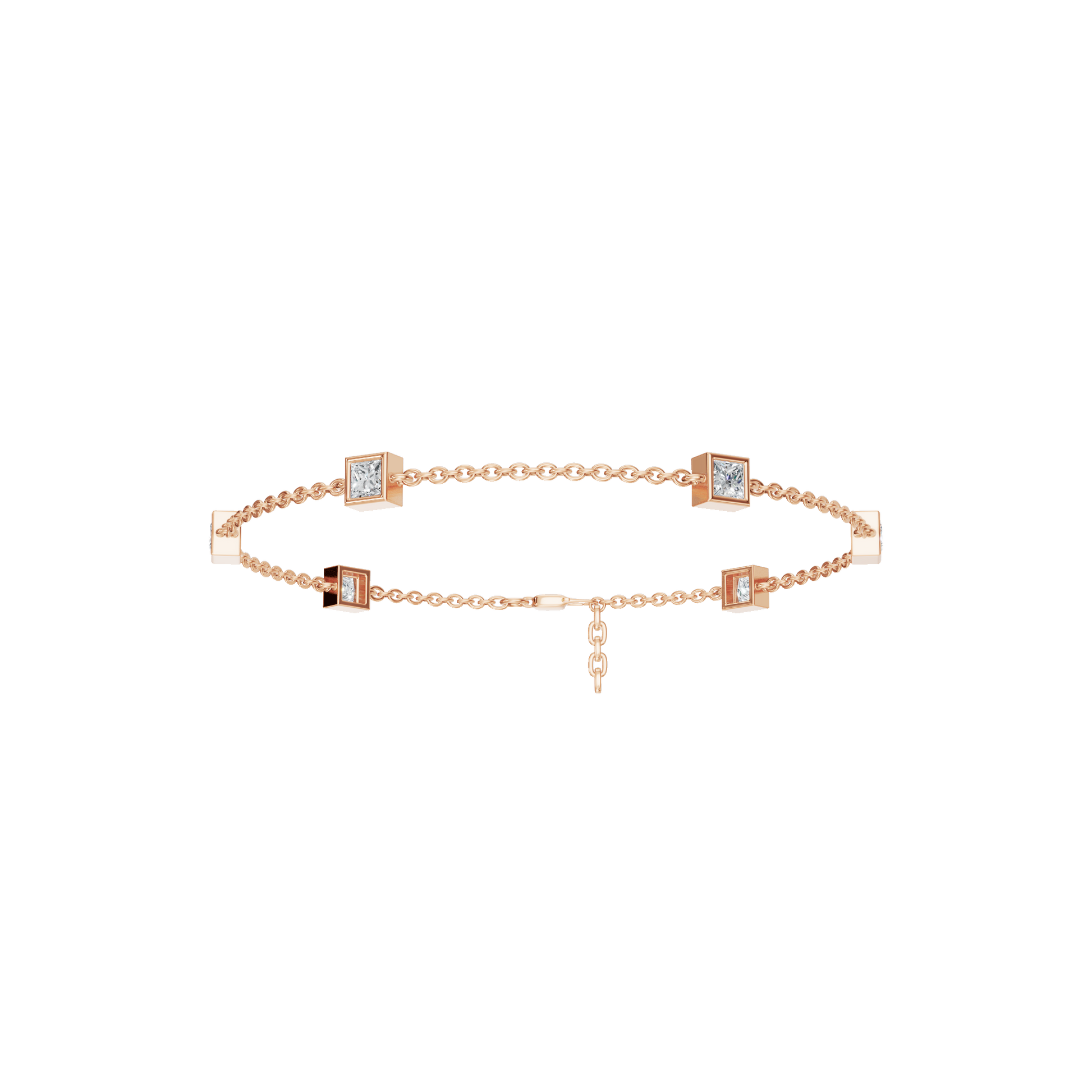 Cube Bezel-Set Princess Cut Diamond Station Bracelet