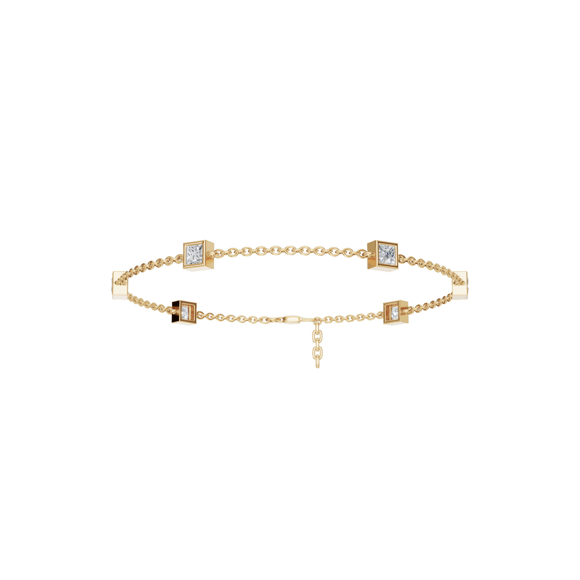 Cube Bezel-Set Princess Cut Diamond Station Bracelet