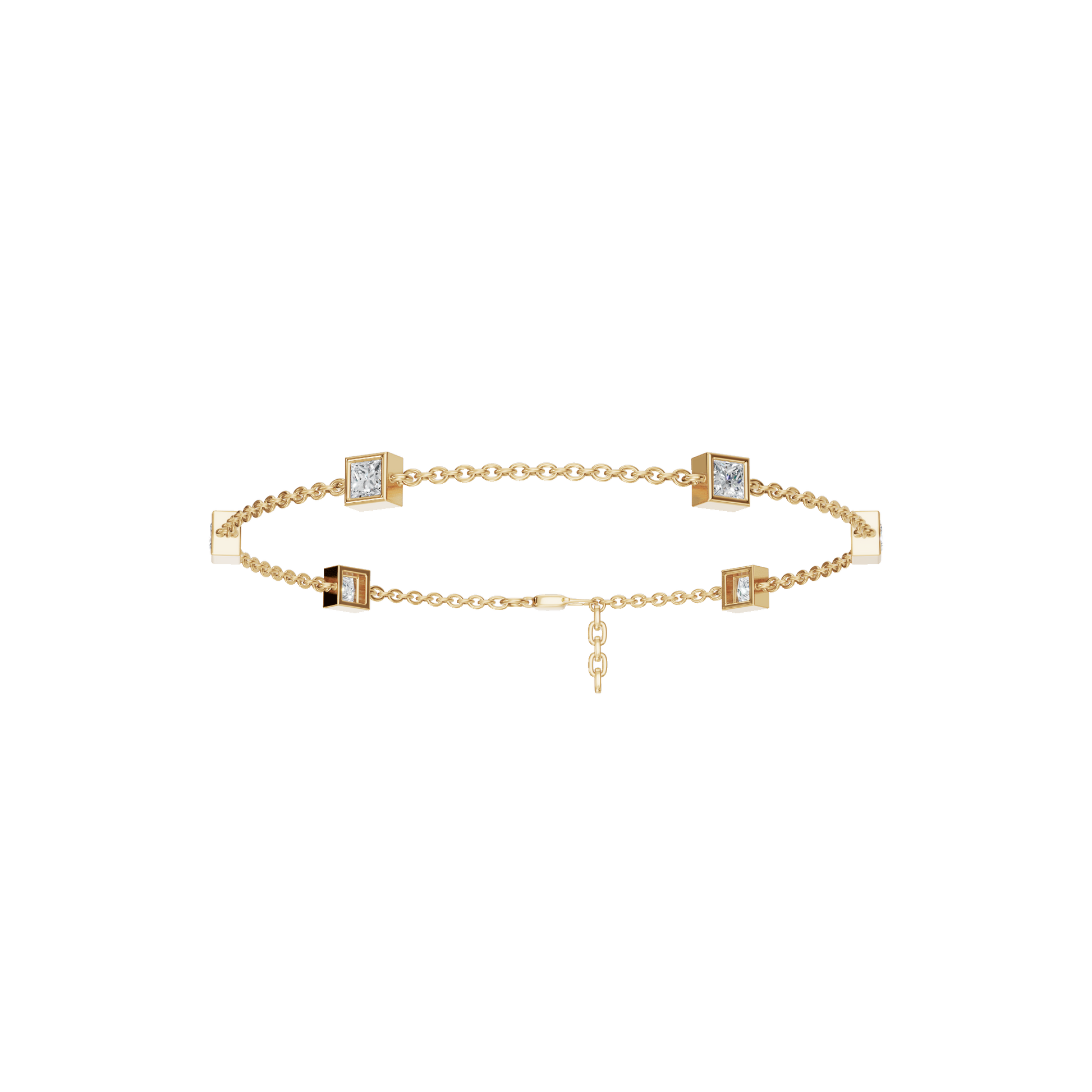 Cube Bezel-Set Princess Cut Diamond Station Bracelet