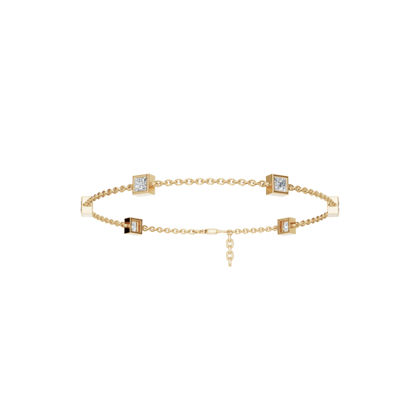 Cube Bezel-Set Princess Cut Diamond Station Bracelet
