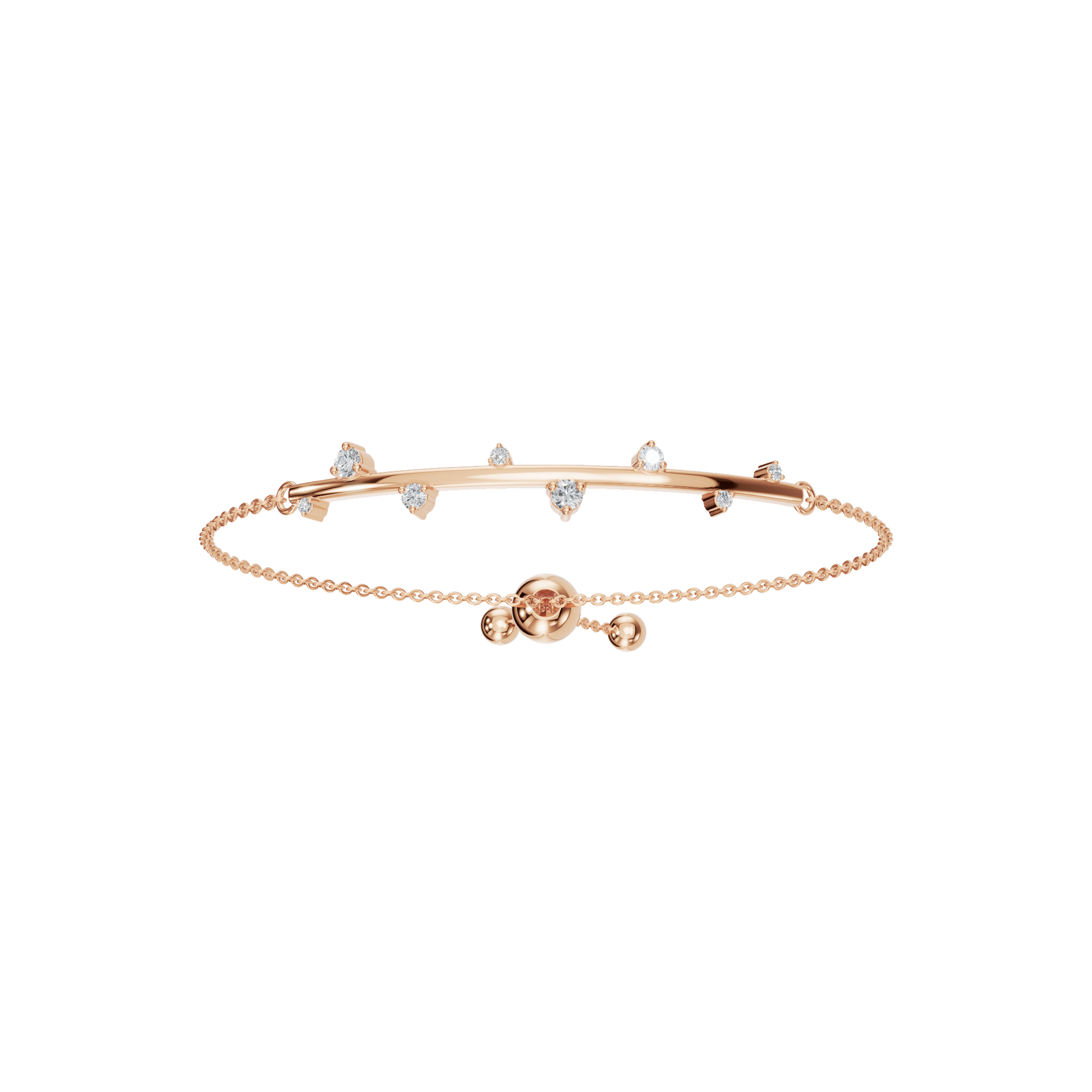 Lab Grown Diamond Station Bracelet with Adjustable Chain