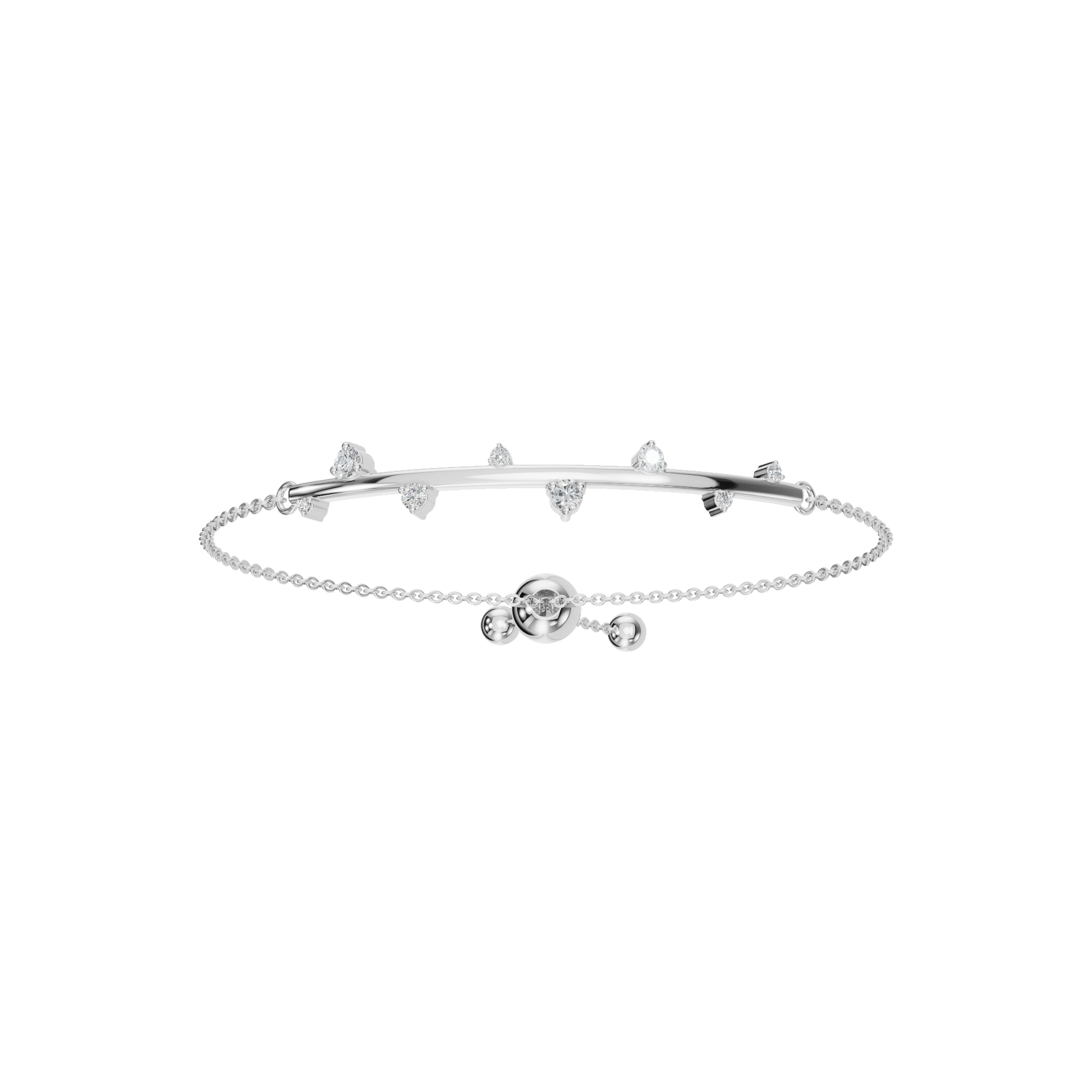 Lab Grown Diamond Station Bracelet with Adjustable Chain