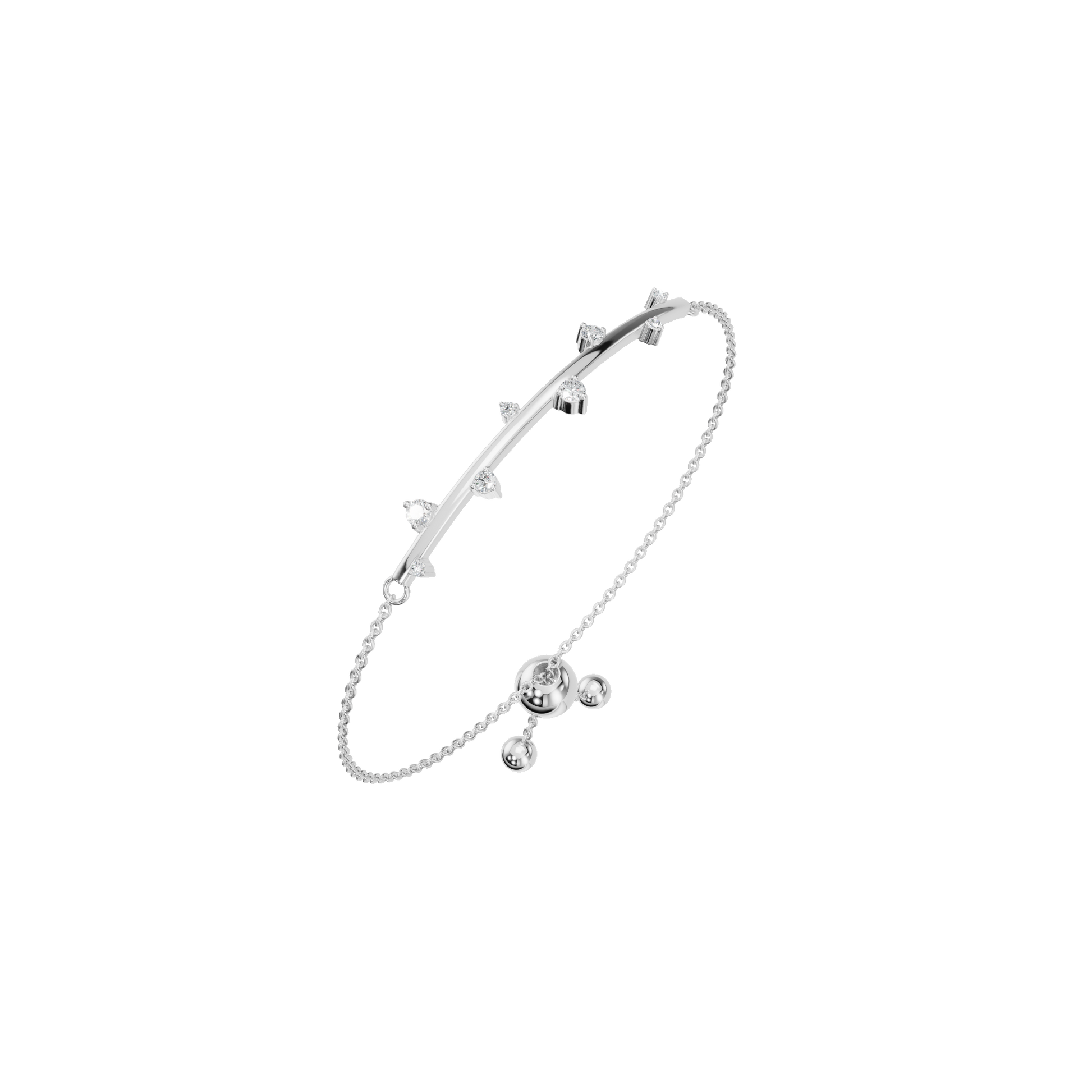 Lab Grown Diamond Station Bracelet with Adjustable Chain