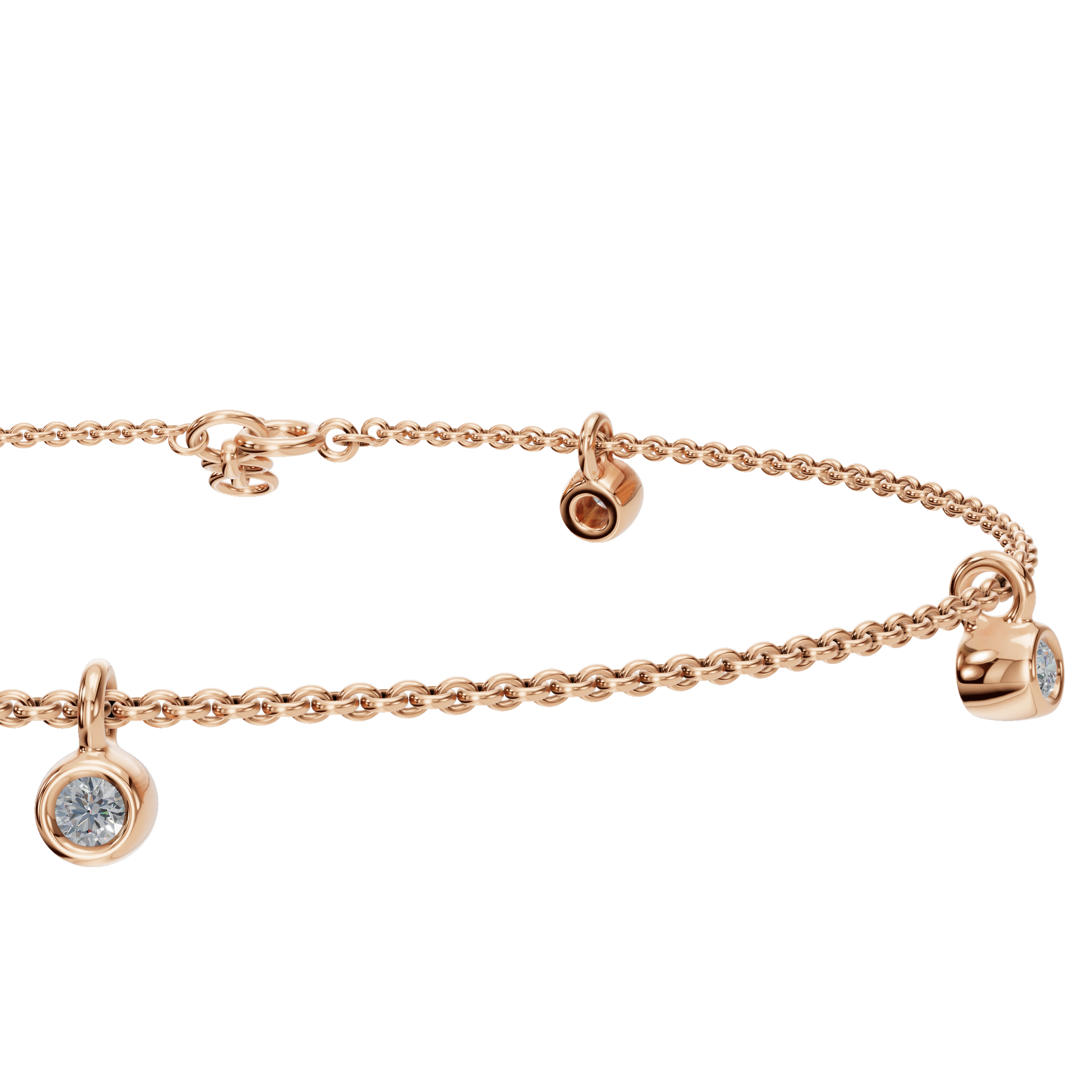 Moonfall Bezel Lab Grown Diamond Charm Chain Bracelet