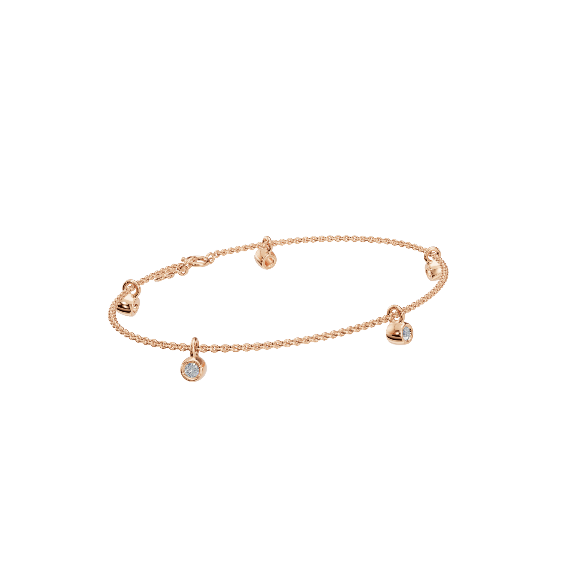 Moonfall Bezel Lab Grown Diamond Charm Chain Bracelet