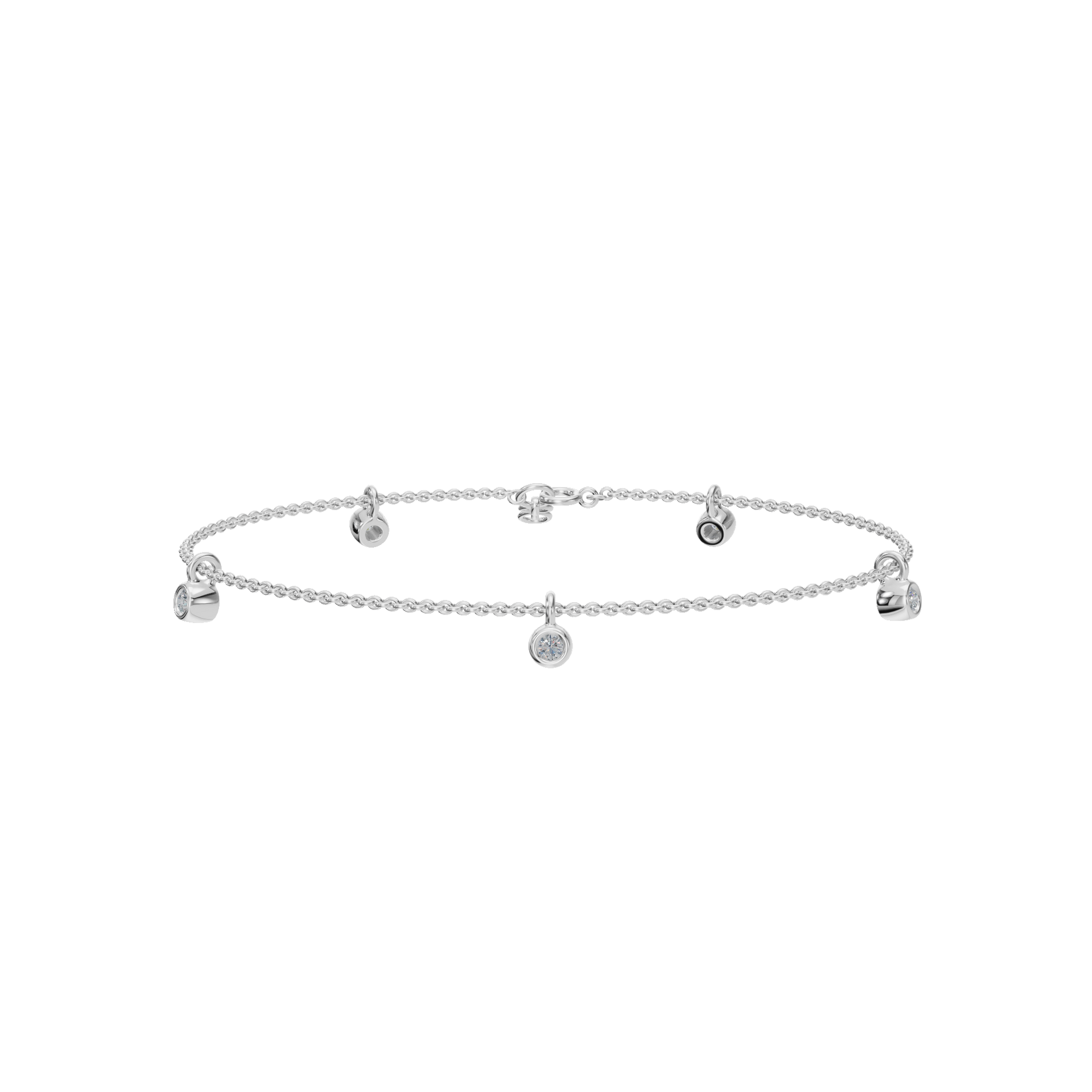 Moonfall Bezel Lab Grown Diamond Charm Chain Bracelet