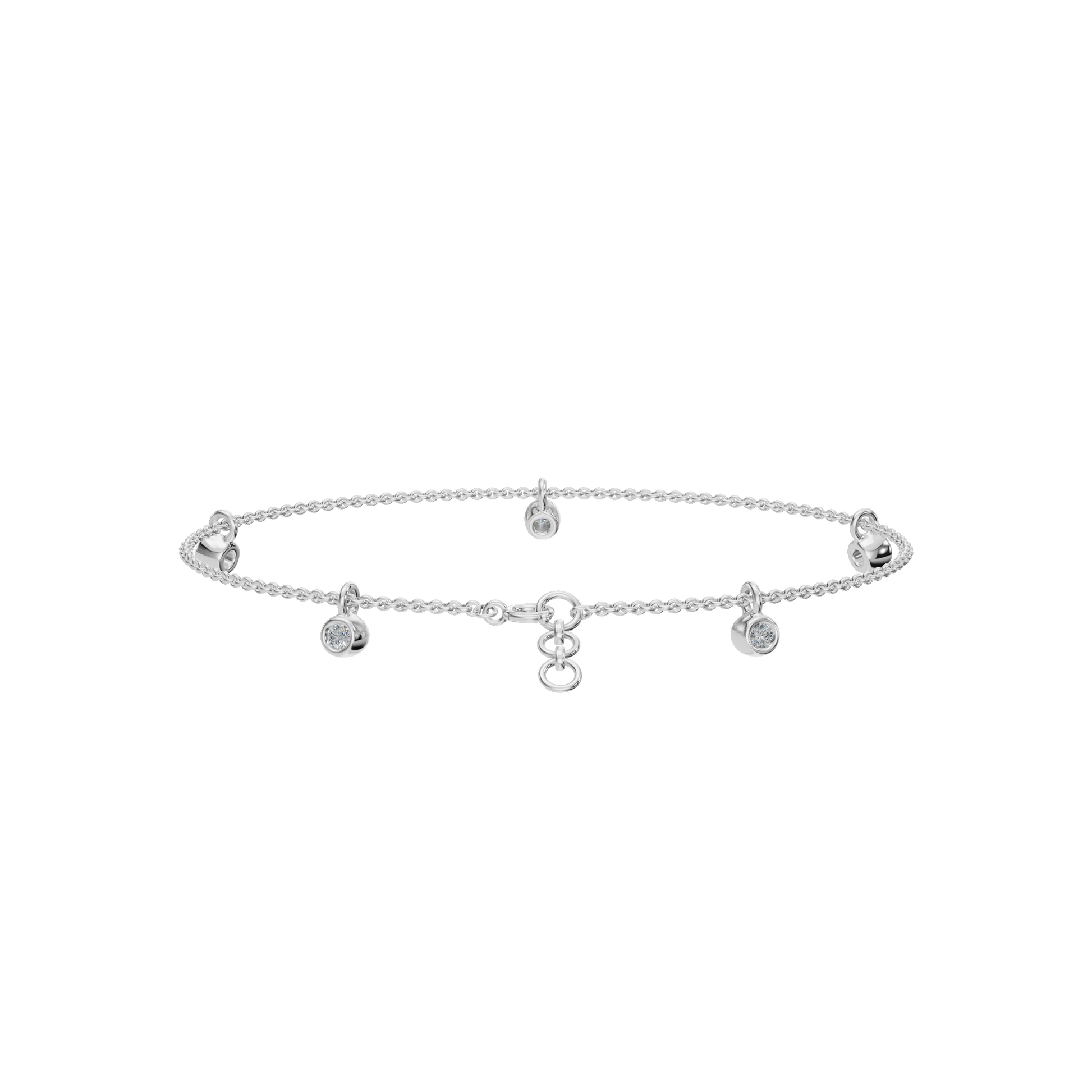 Moonfall Bezel Lab Grown Diamond Charm Chain Bracelet