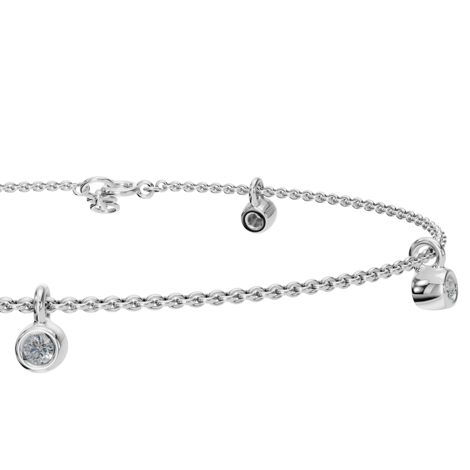 Moonfall Bezel Lab Grown Diamond Charm Chain Bracelet