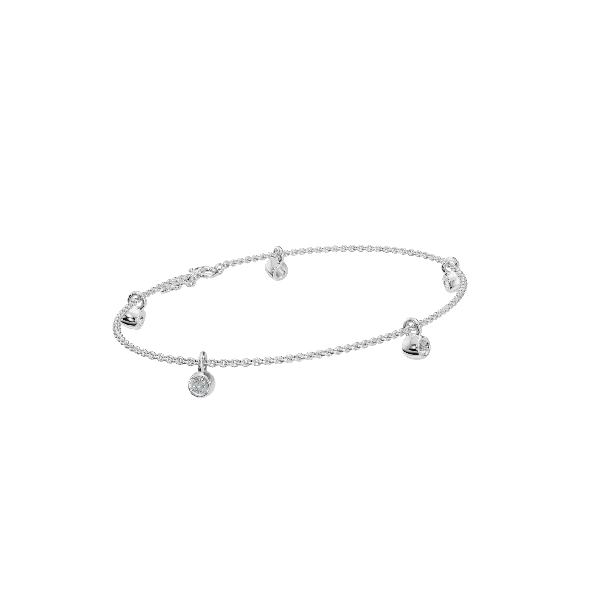 Moonfall Bezel Lab Grown Diamond Charm Chain Bracelet