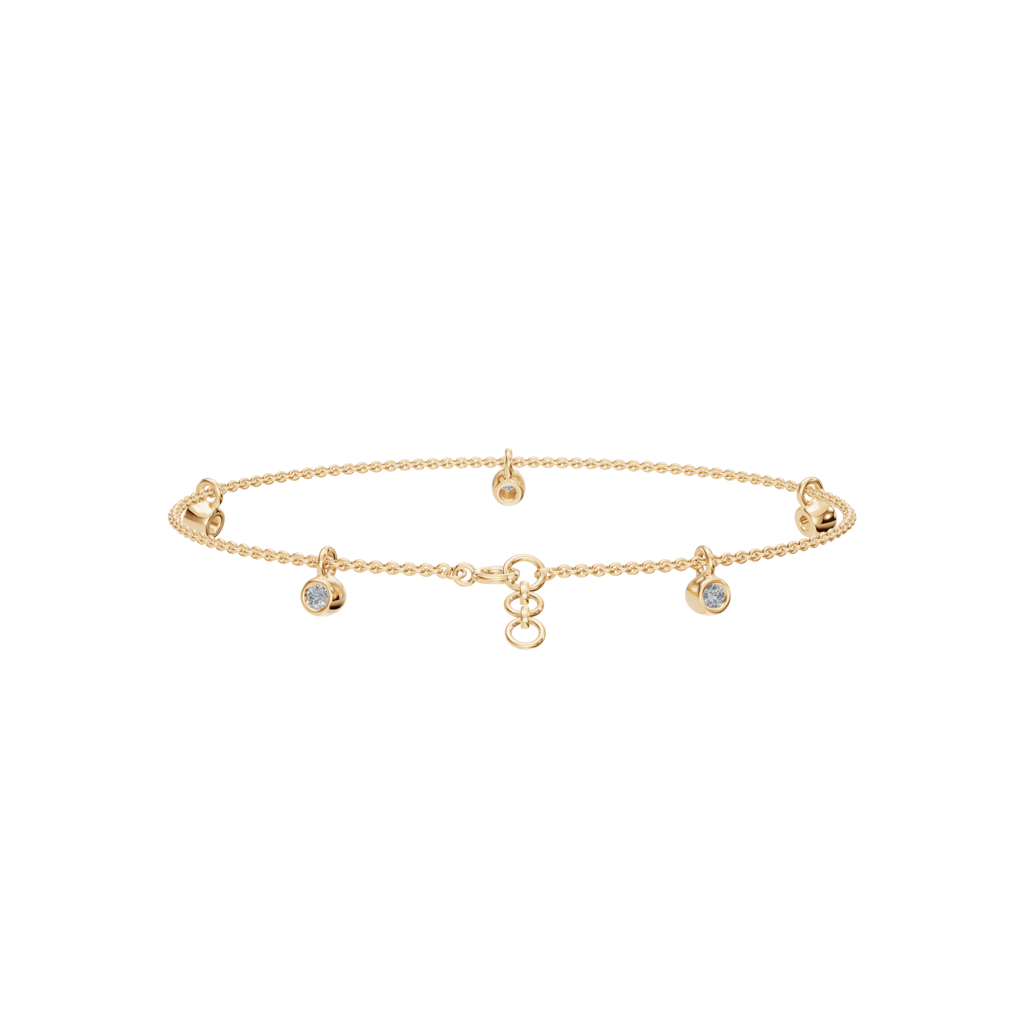 Moonfall Bezel Lab Grown Diamond Charm Chain Bracelet