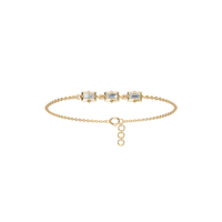 Emerald & Round Cut Lab Diamond Bezel Set Bracelet In Solid Gold