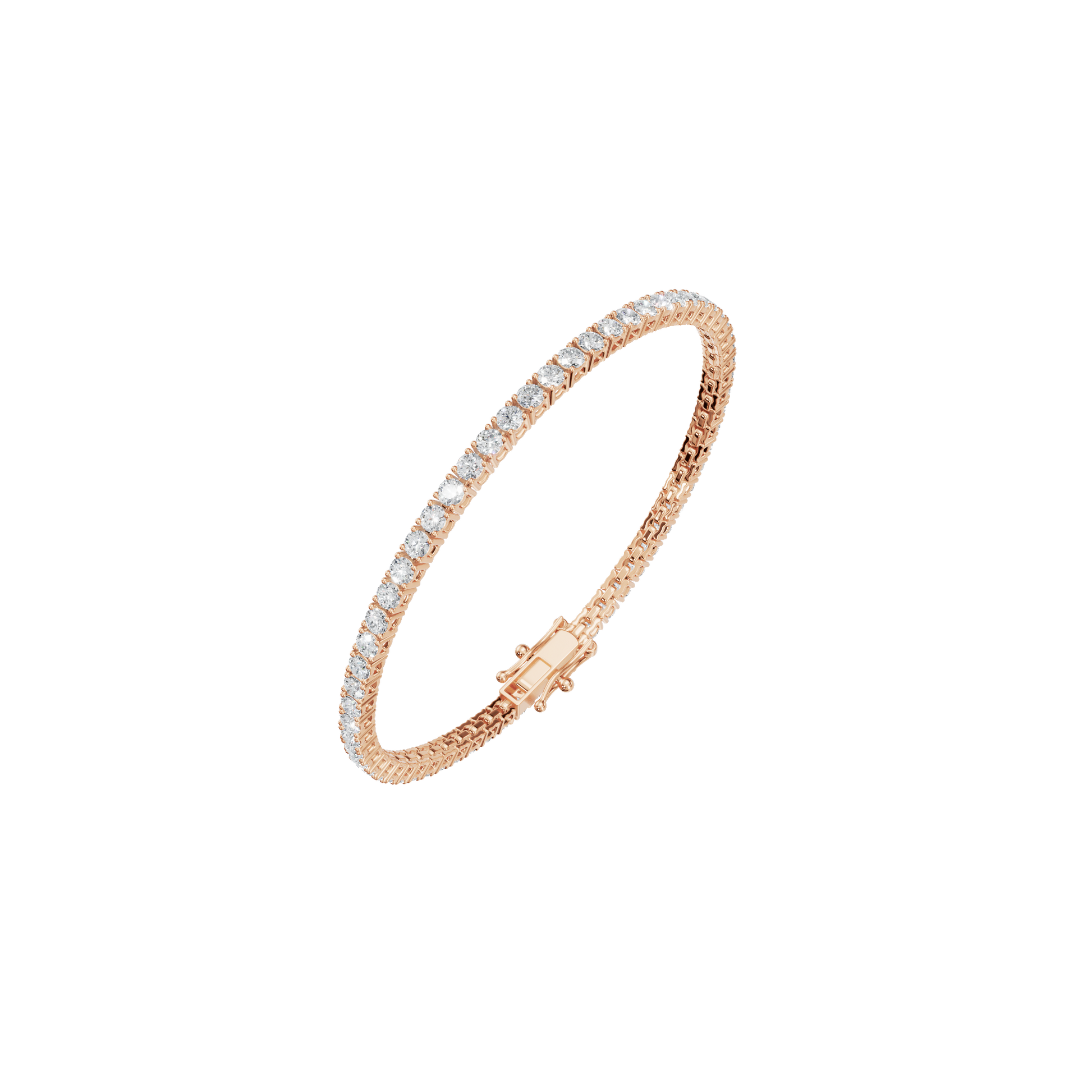 4.10 CTW Round Diamond Tennis Bracelet in Solid Gold for Women
