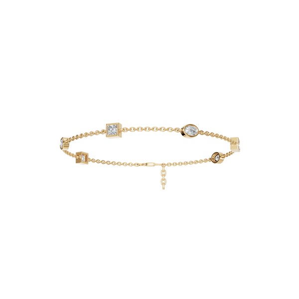 1.05 CTW Princess Cut & Oval Diamond Bracelet in Solid Gold