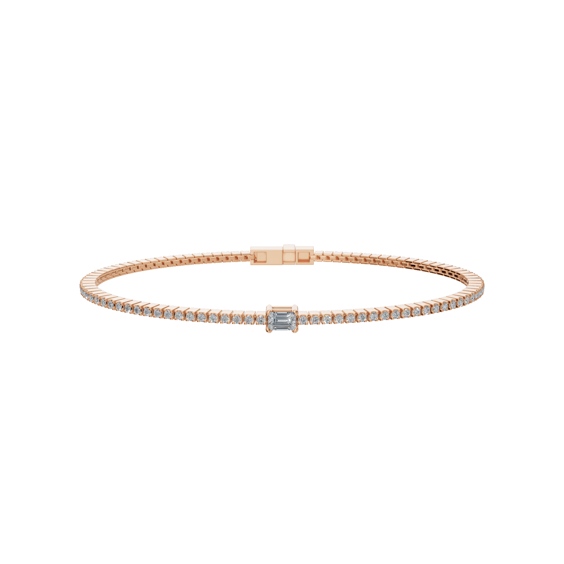 Minimal Lab Grown Diamond Tennis Bracelet with Emerald-Cut Center