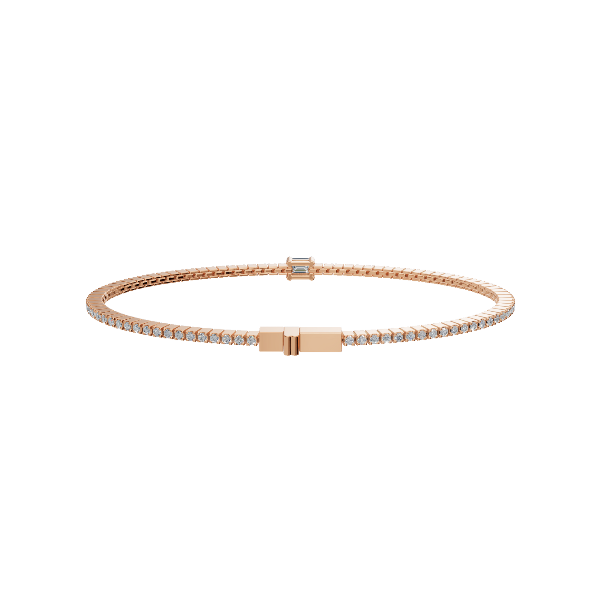 Minimal Lab Grown Diamond Tennis Bracelet with Emerald-Cut Center
