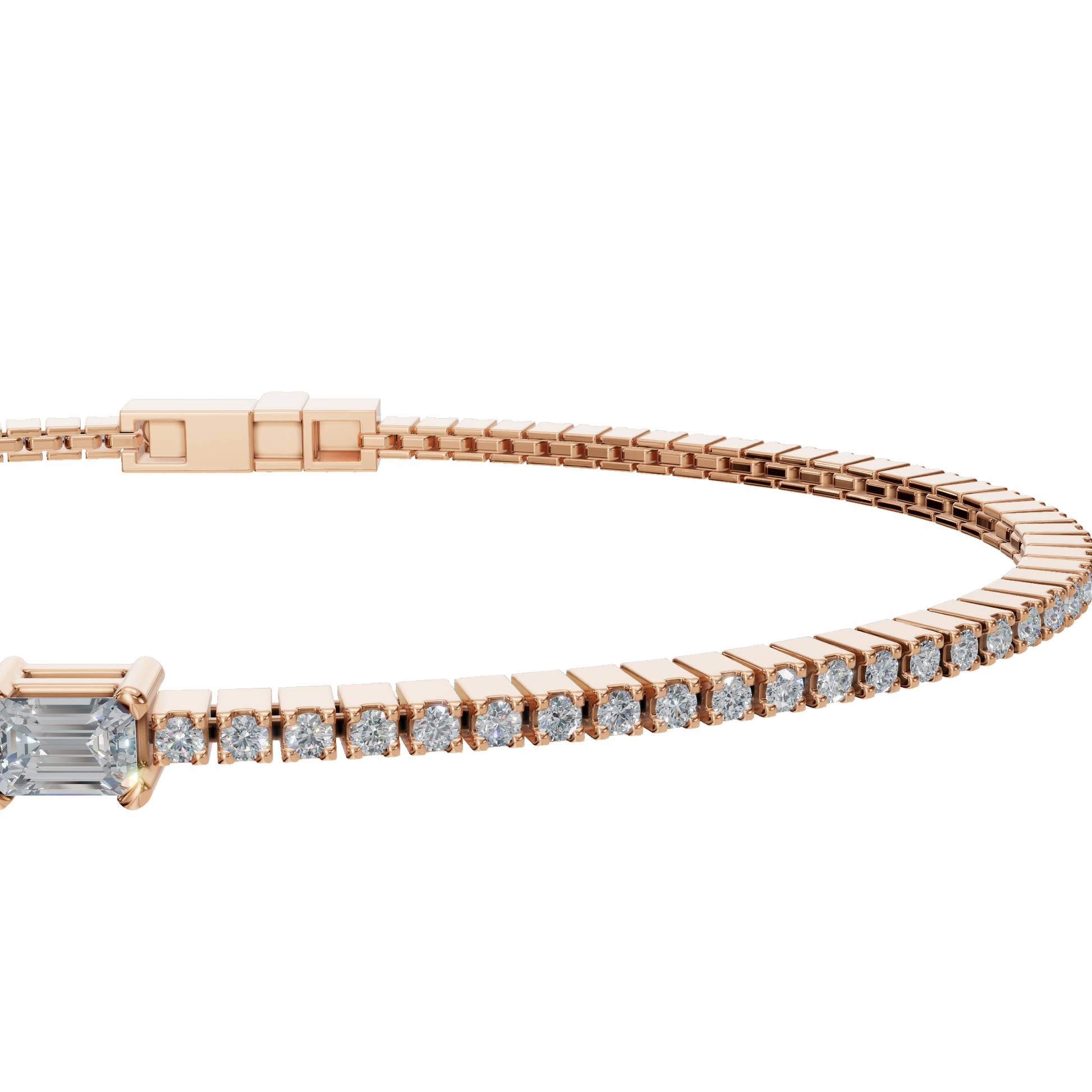 Minimal Lab Grown Diamond Tennis Bracelet with Emerald-Cut Center