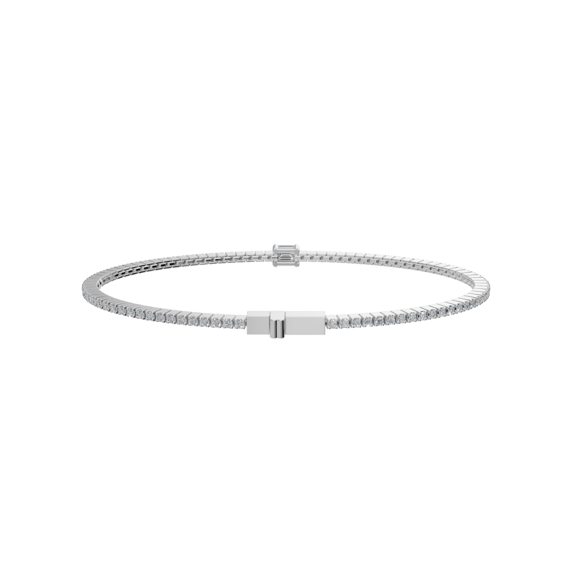 Minimal Lab Grown Diamond Tennis Bracelet with Emerald-Cut Center
