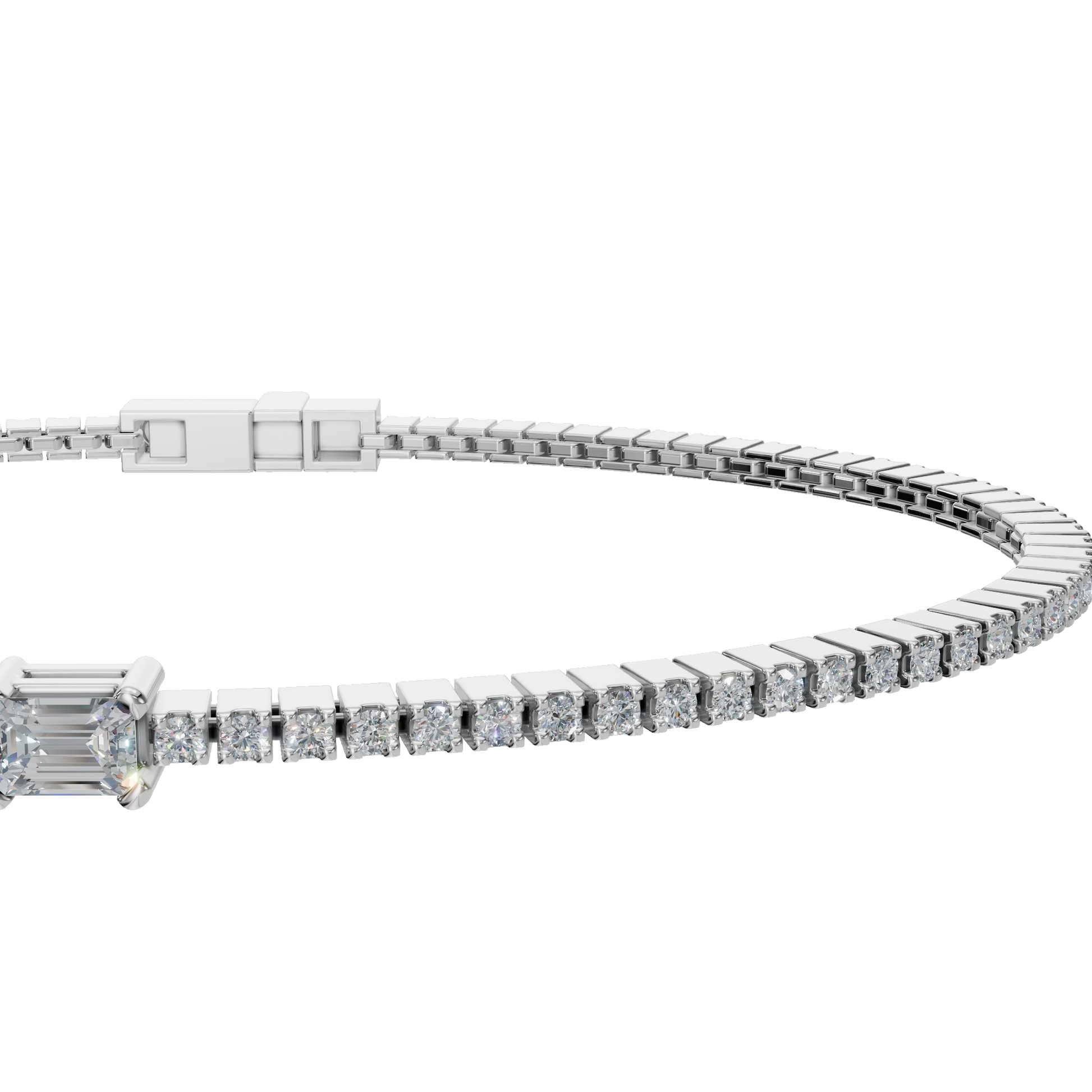 Minimal Lab Grown Diamond Tennis Bracelet with Emerald-Cut Center