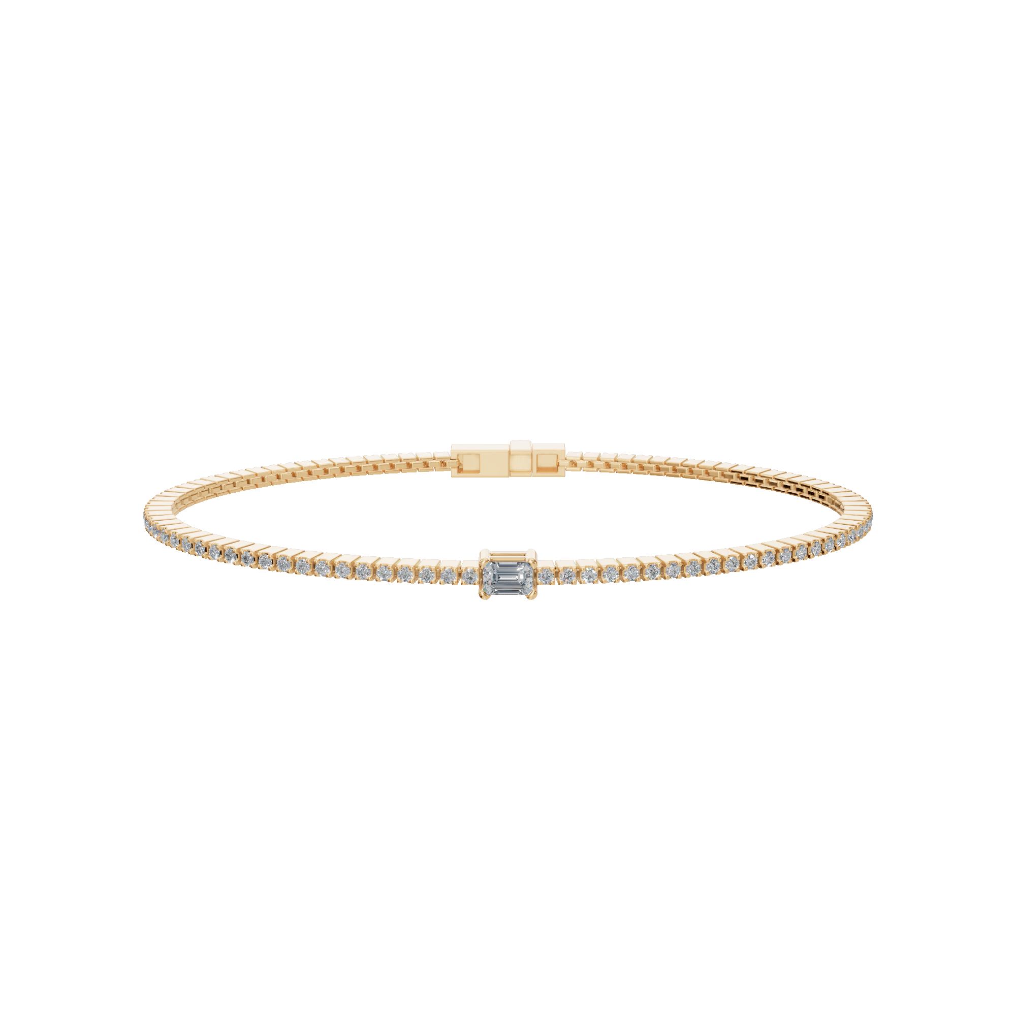 Minimal Lab Grown Diamond Tennis Bracelet with Emerald-Cut Center
