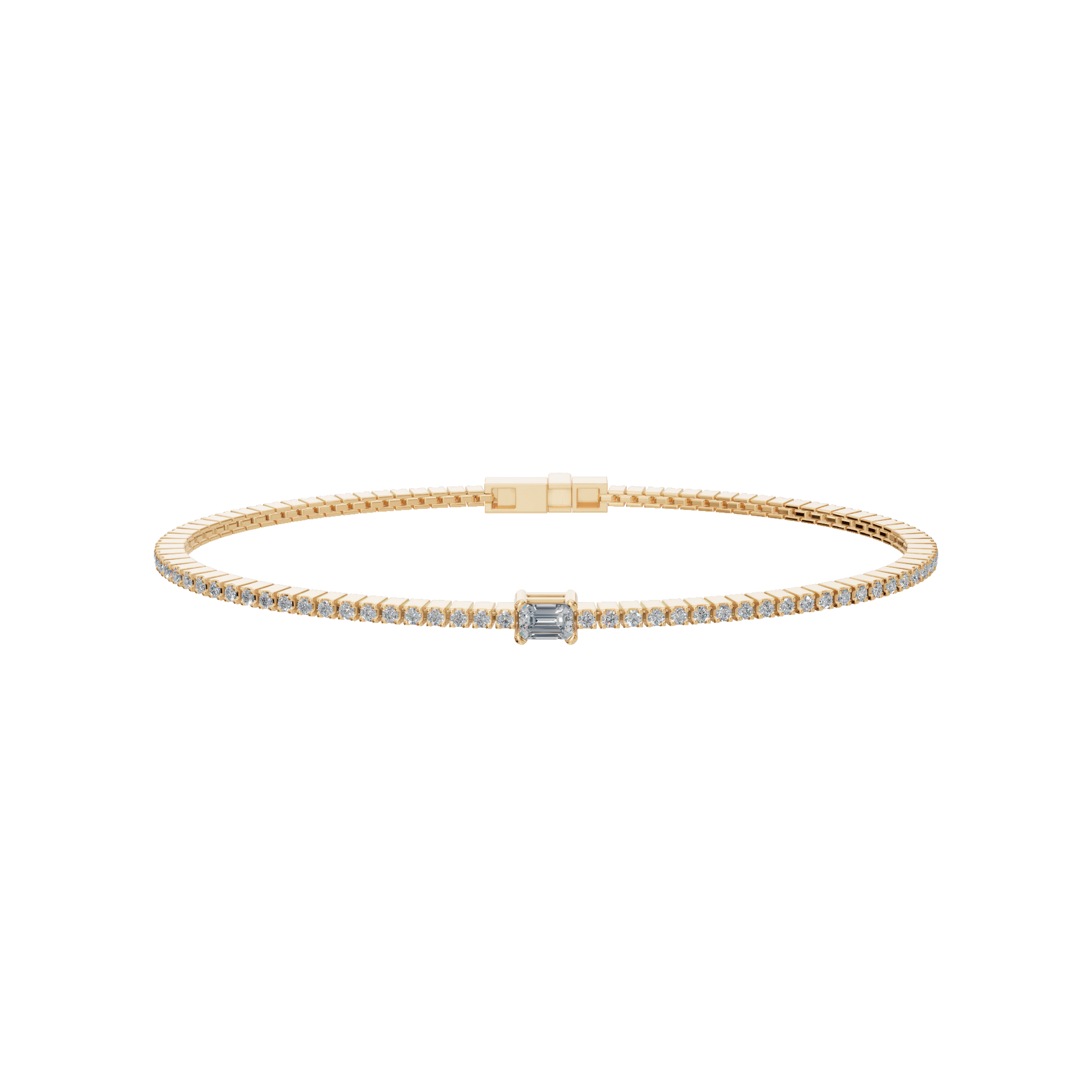 Minimal Lab Grown Diamond Tennis Bracelet with Emerald-Cut Center