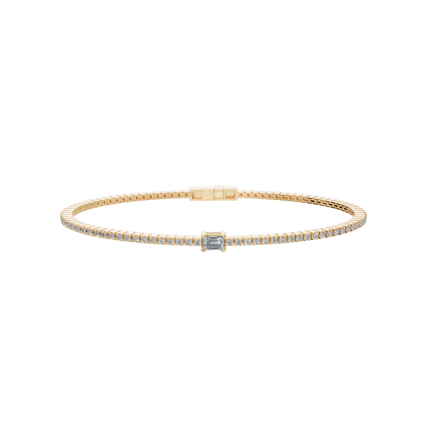 Minimal Lab Grown Diamond Tennis Bracelet with Emerald-Cut Center