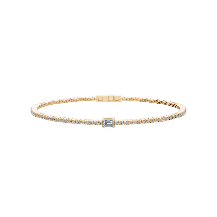 Emerald Cut Lab Diamond Prong Set Minimalist Tennis Bracelet