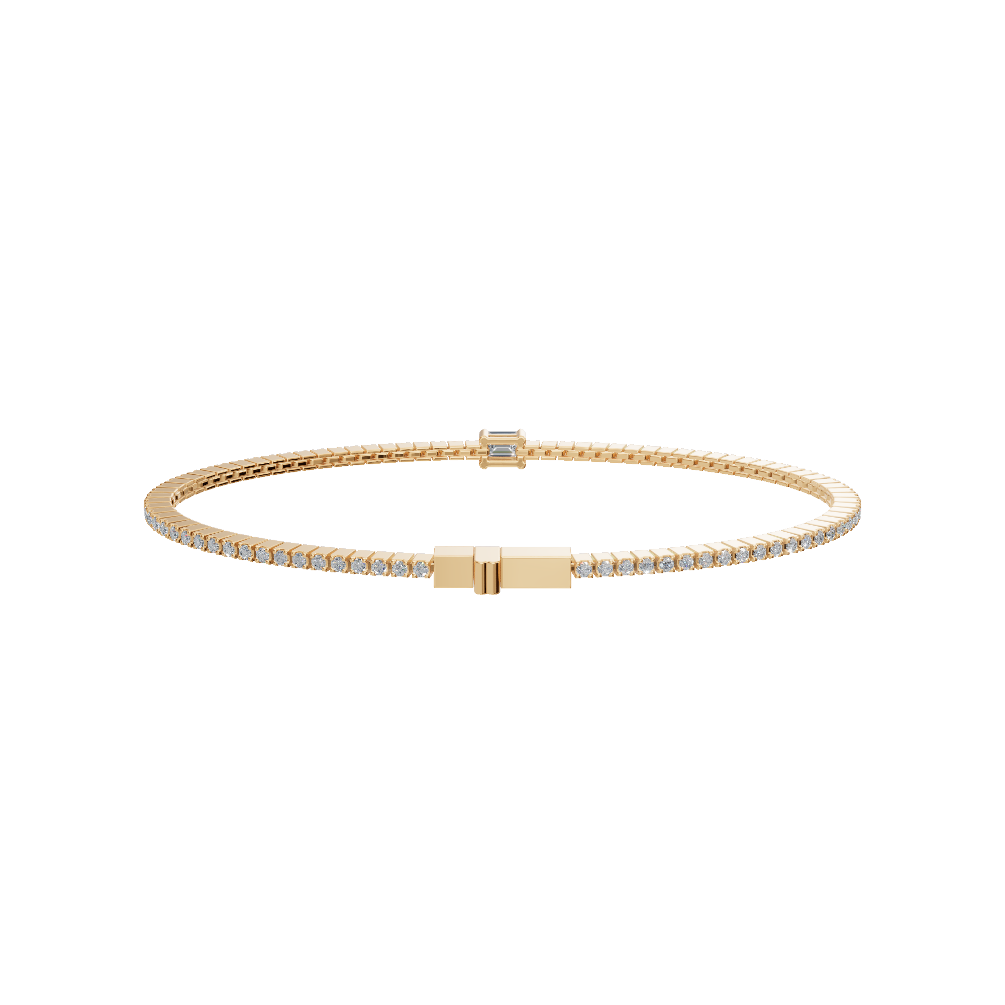 Minimal Lab Grown Diamond Tennis Bracelet with Emerald-Cut Center