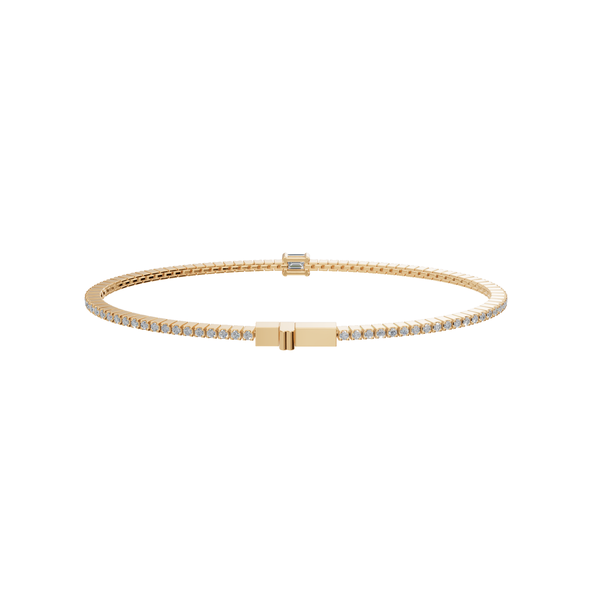 Minimal Lab Grown Diamond Tennis Bracelet with Emerald-Cut Center