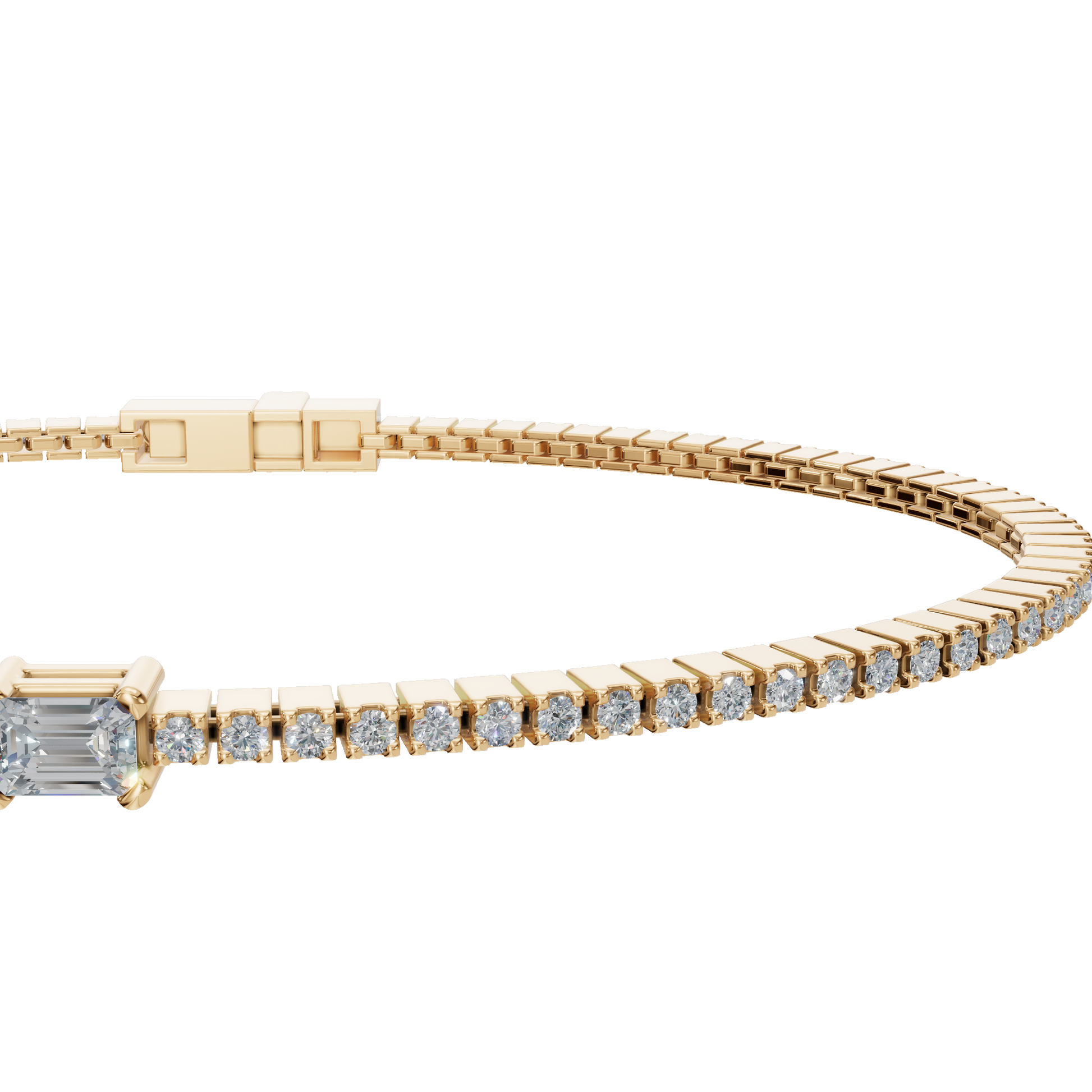 Minimal Lab Grown Diamond Tennis Bracelet with Emerald-Cut Center