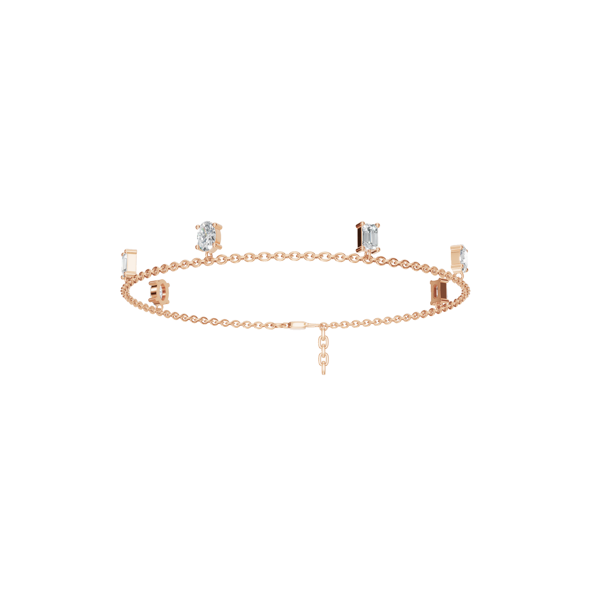 0.96 CTW Emerald & Oval Diamond Bracelet for Women in Solid Gold
