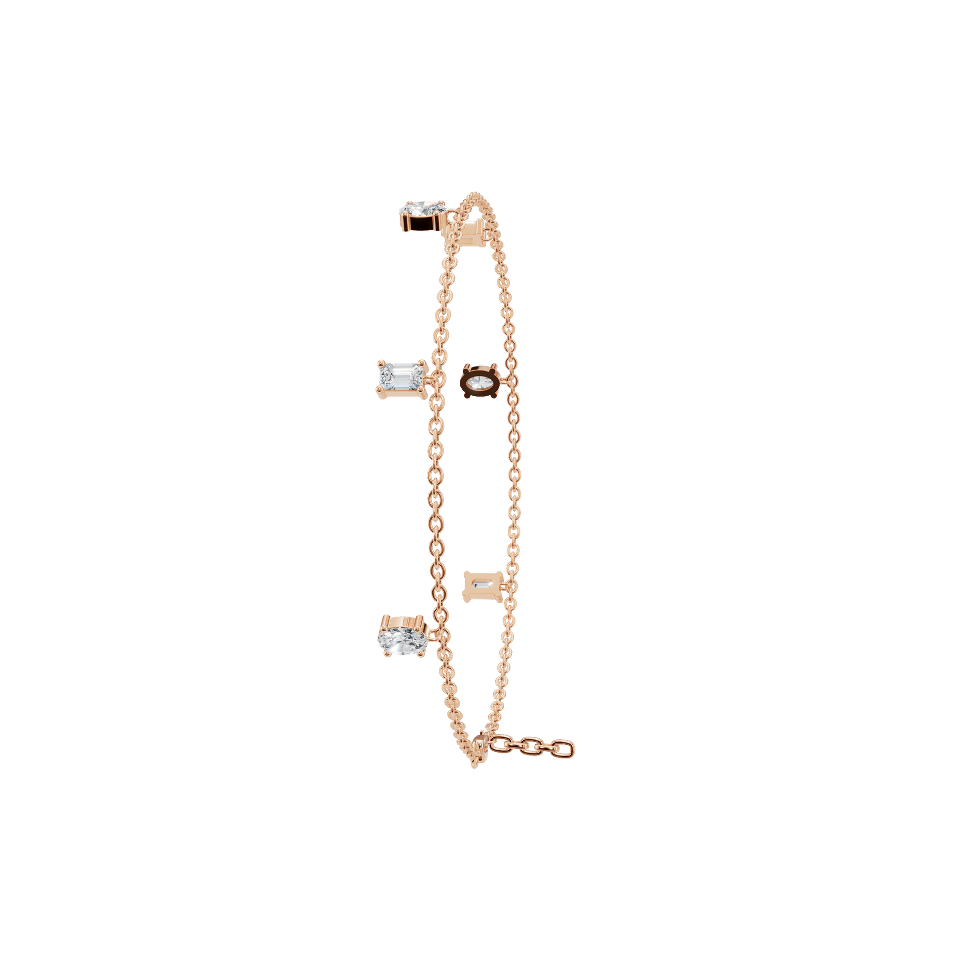 0.96 CTW Emerald & Oval Diamond Bracelet for Women in Solid Gold