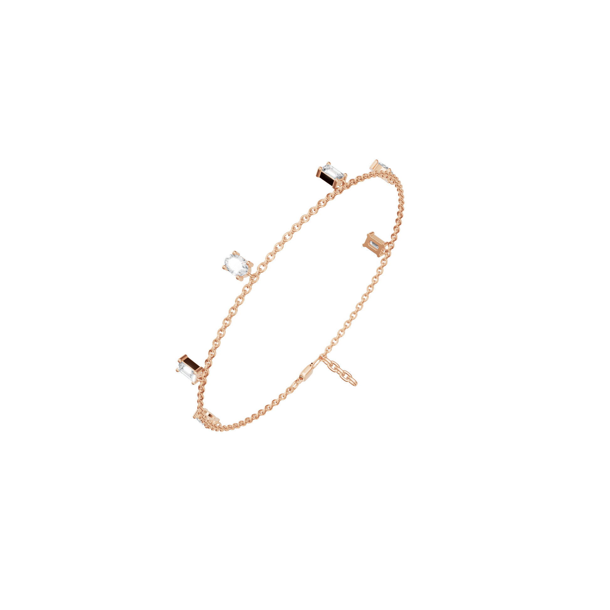 0.96 CTW Emerald & Oval Diamond Bracelet for Women in Solid Gold