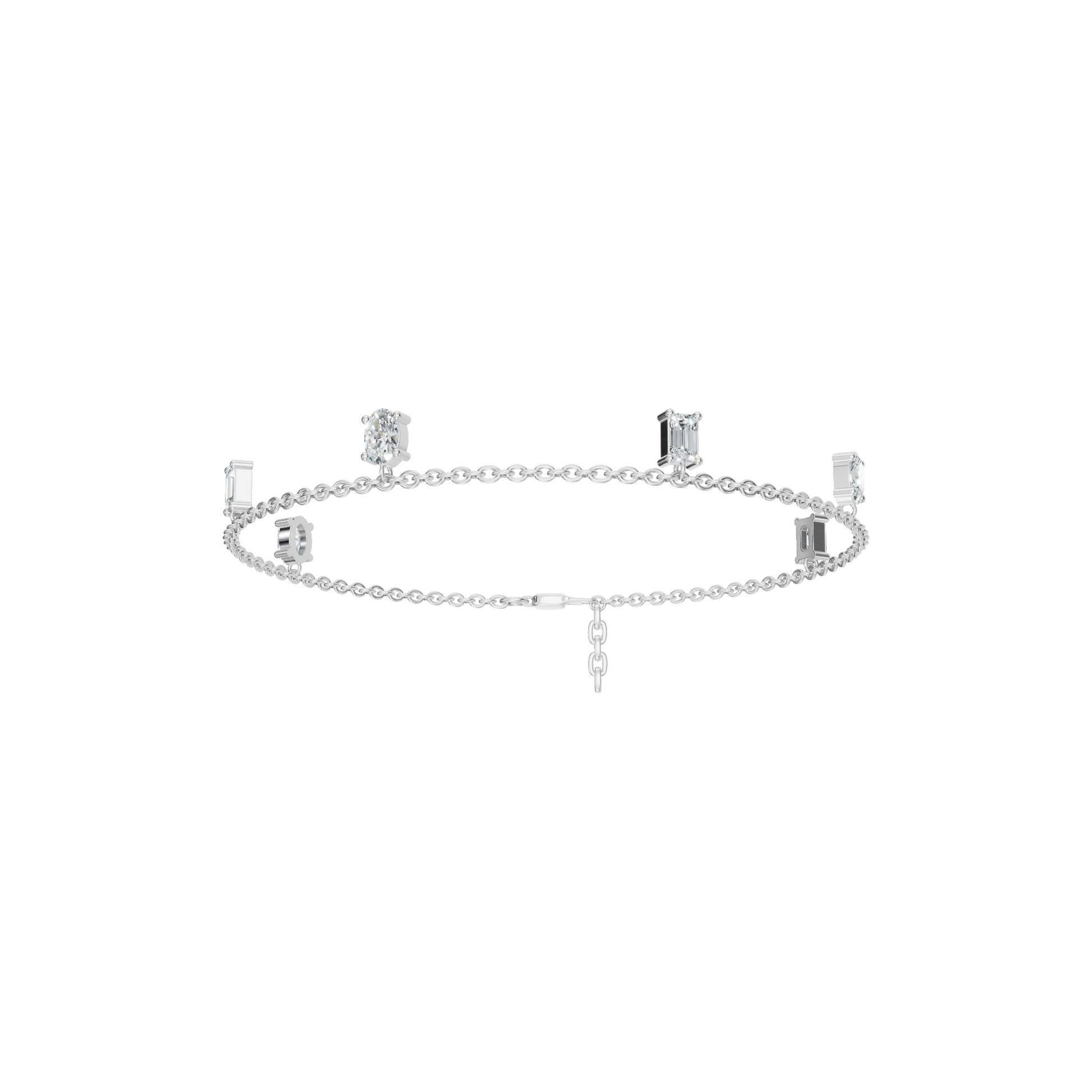 0.96 CTW Emerald & Oval Diamond Bracelet for Women in Solid Gold