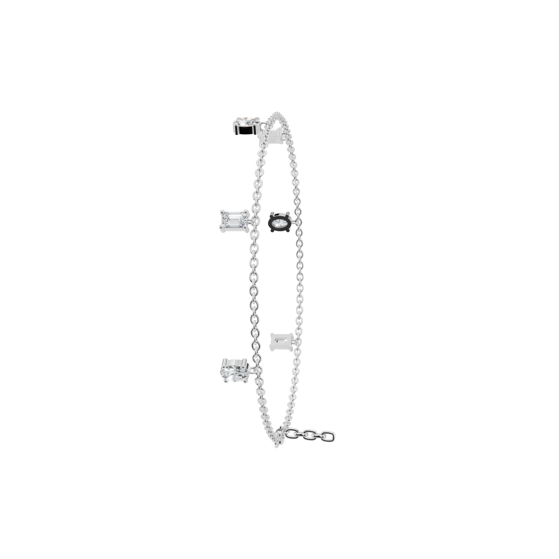 0.96 CTW Emerald & Oval Diamond Bracelet for Women in Solid Gold